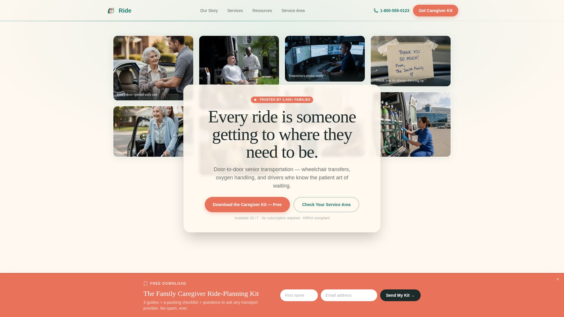 Ride - Trusted Seniortransportation Landing Page Template
