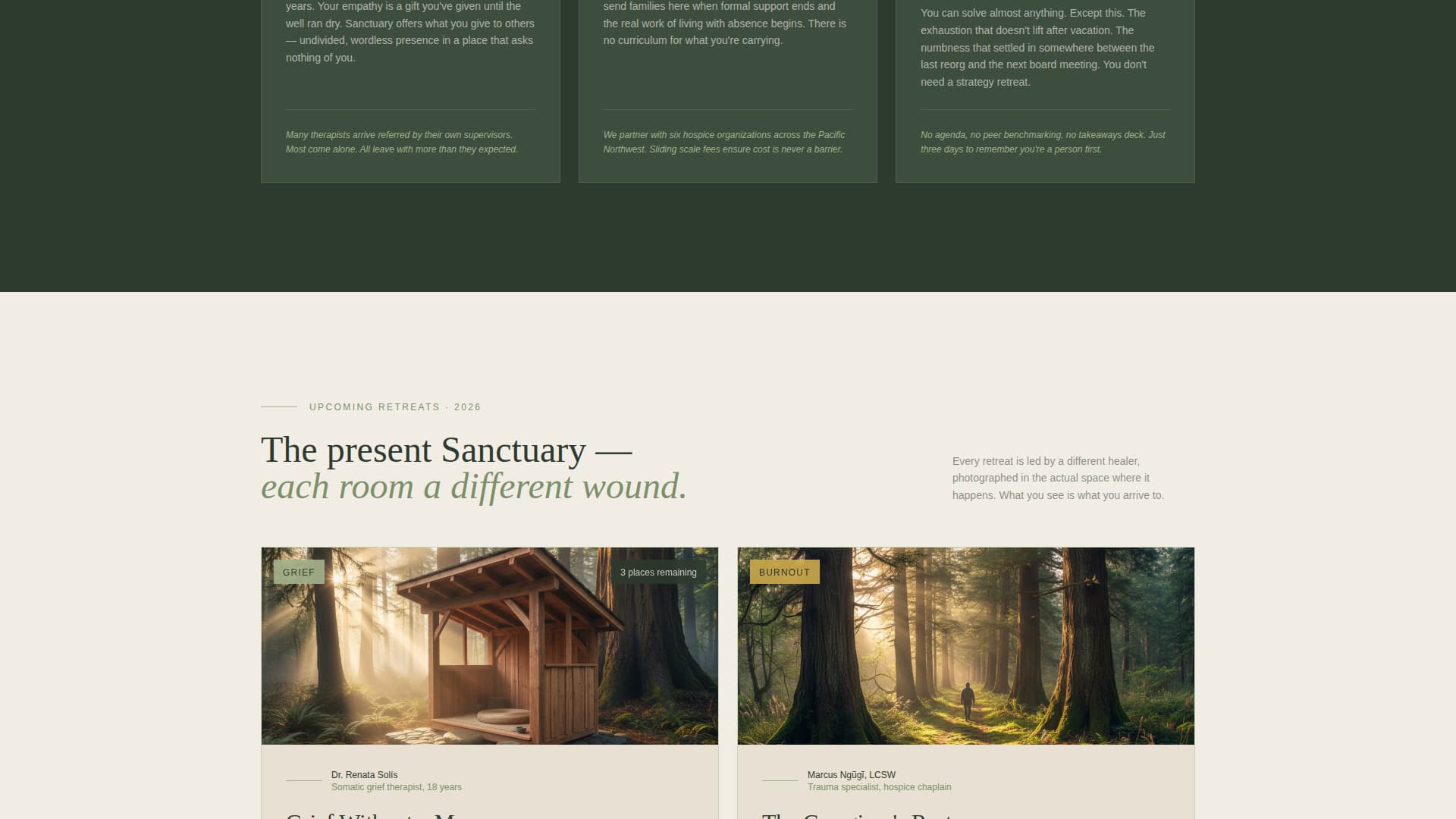 Sanctuary - Restorative Retreat Landing Page Template
