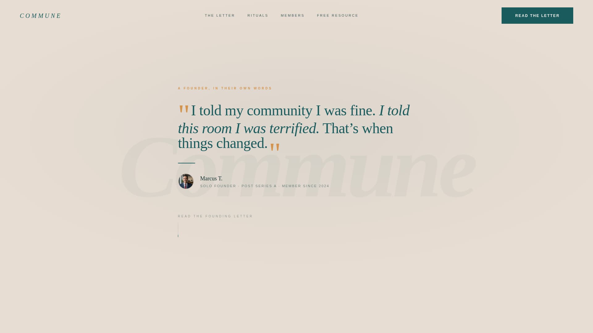 Commune - Transformative Founders Landing Page Template