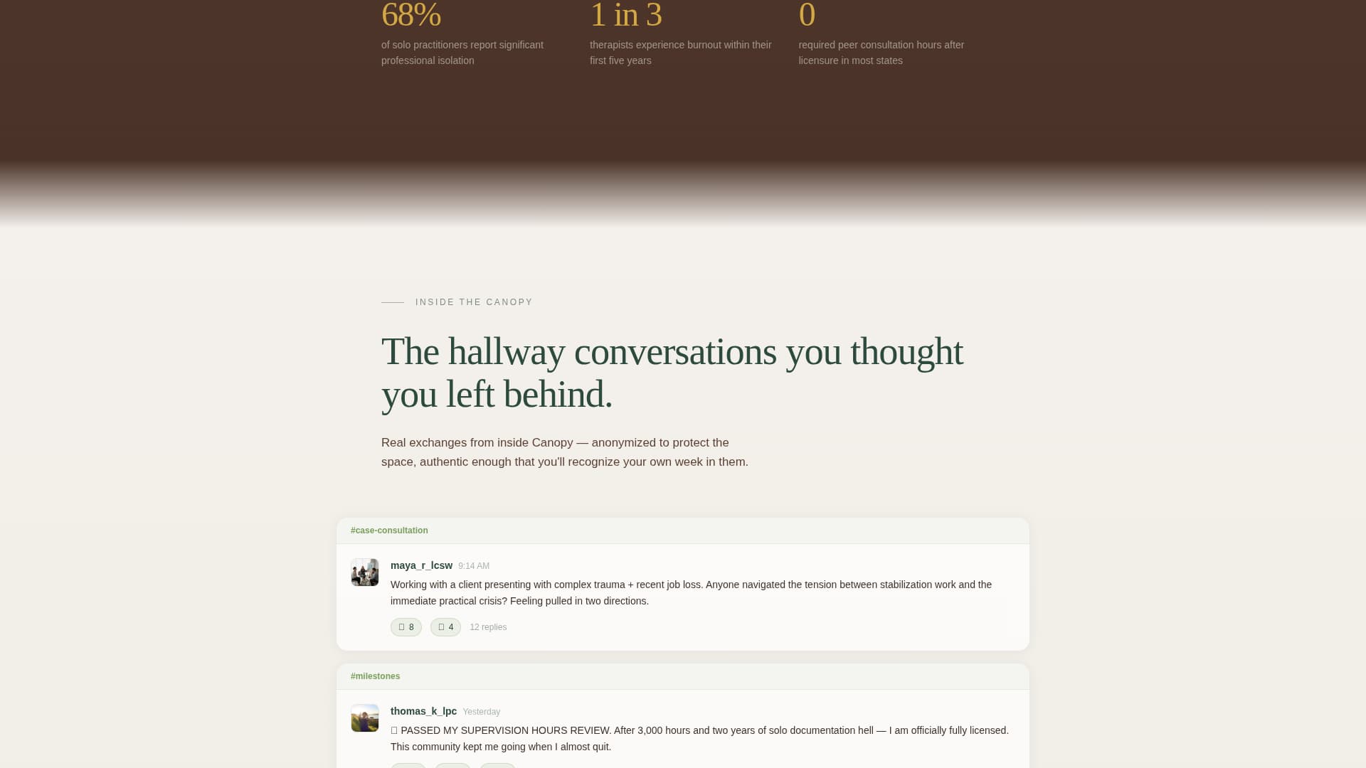 Canopy - Nurturing Therapists Landing Page Template