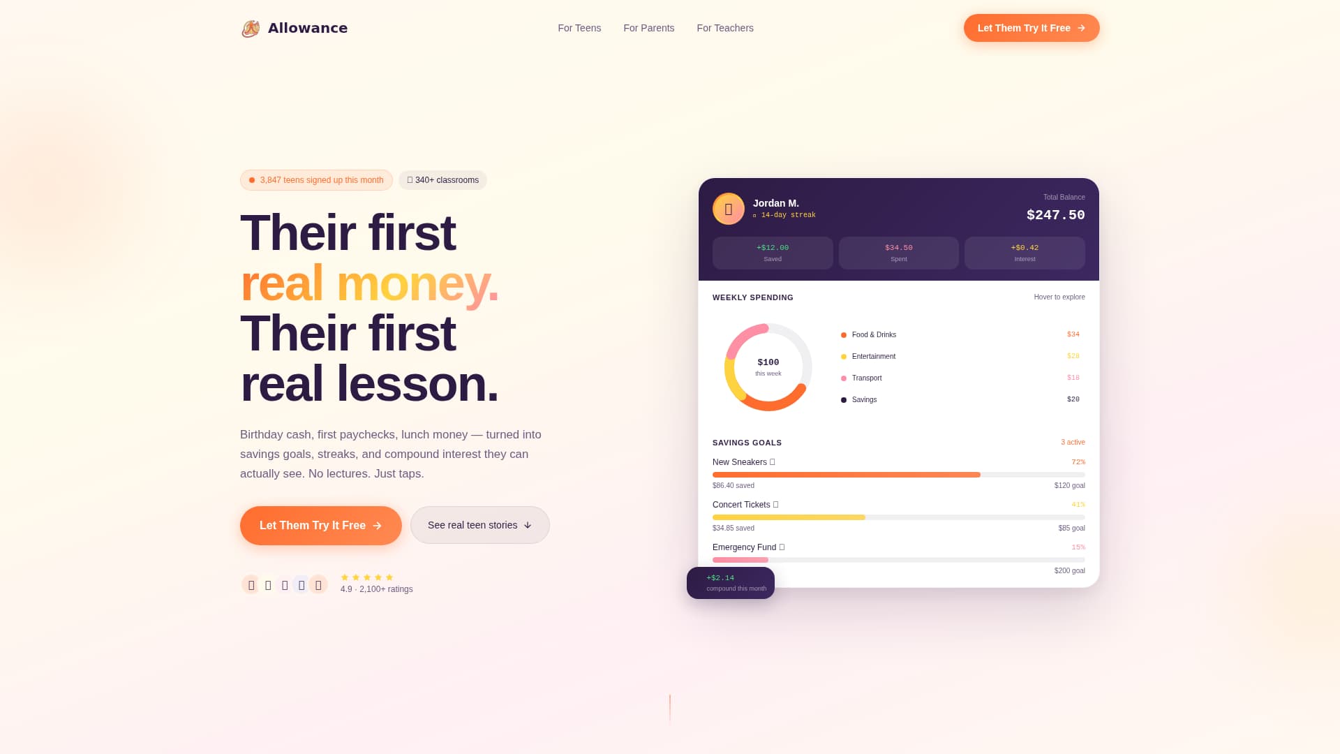 Allowance - Empowering Teenfinance Landing Page Template