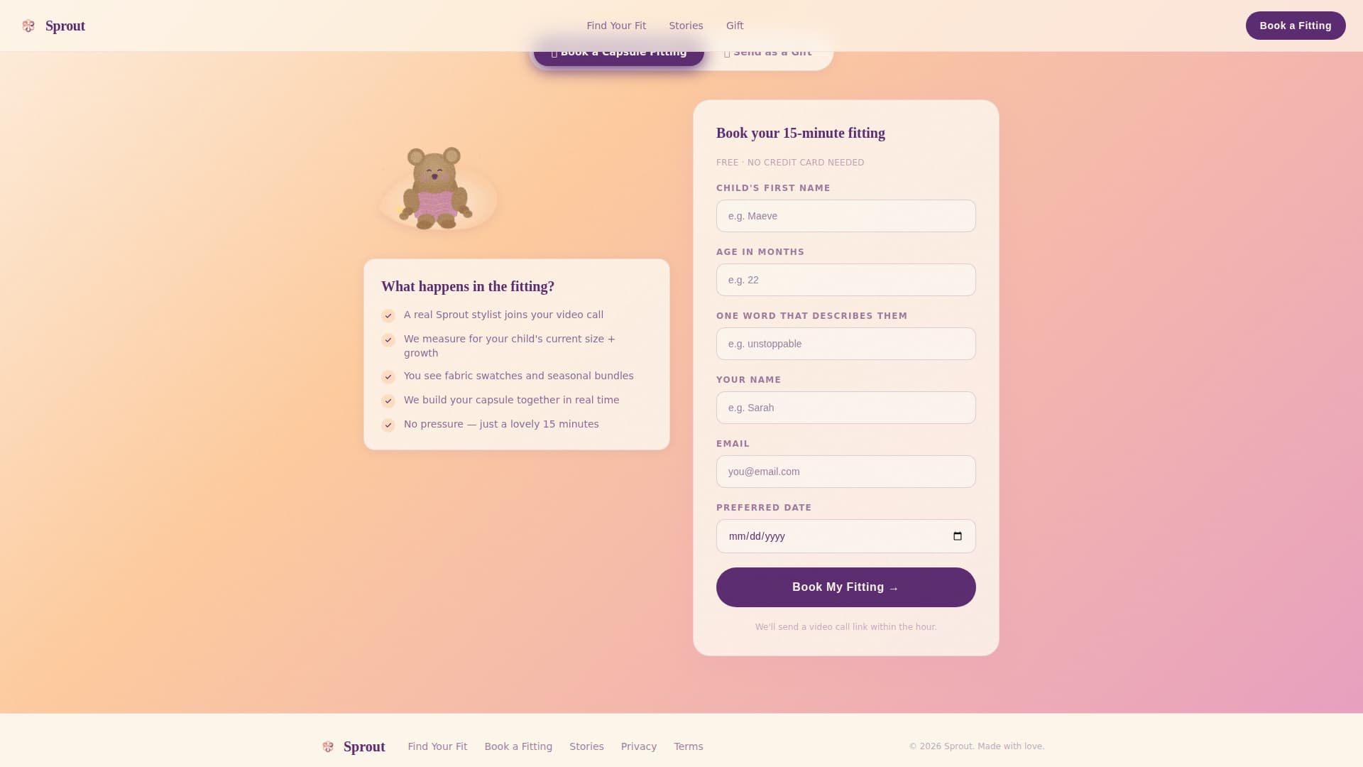 Toddler (1-3) Products & Specialist Booking Website Template