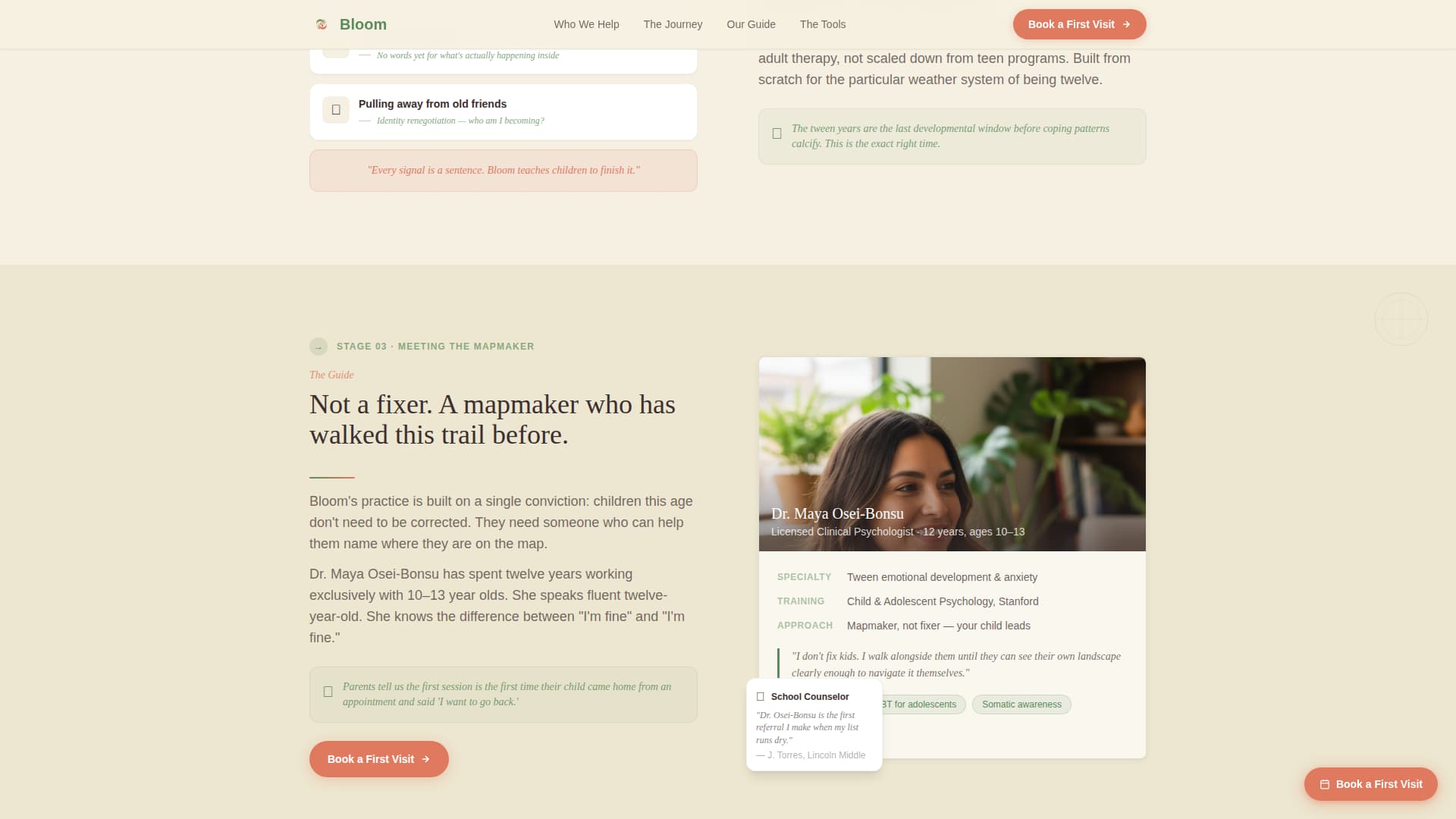 Tween (10-13) Products & Specialist Booking Website Template