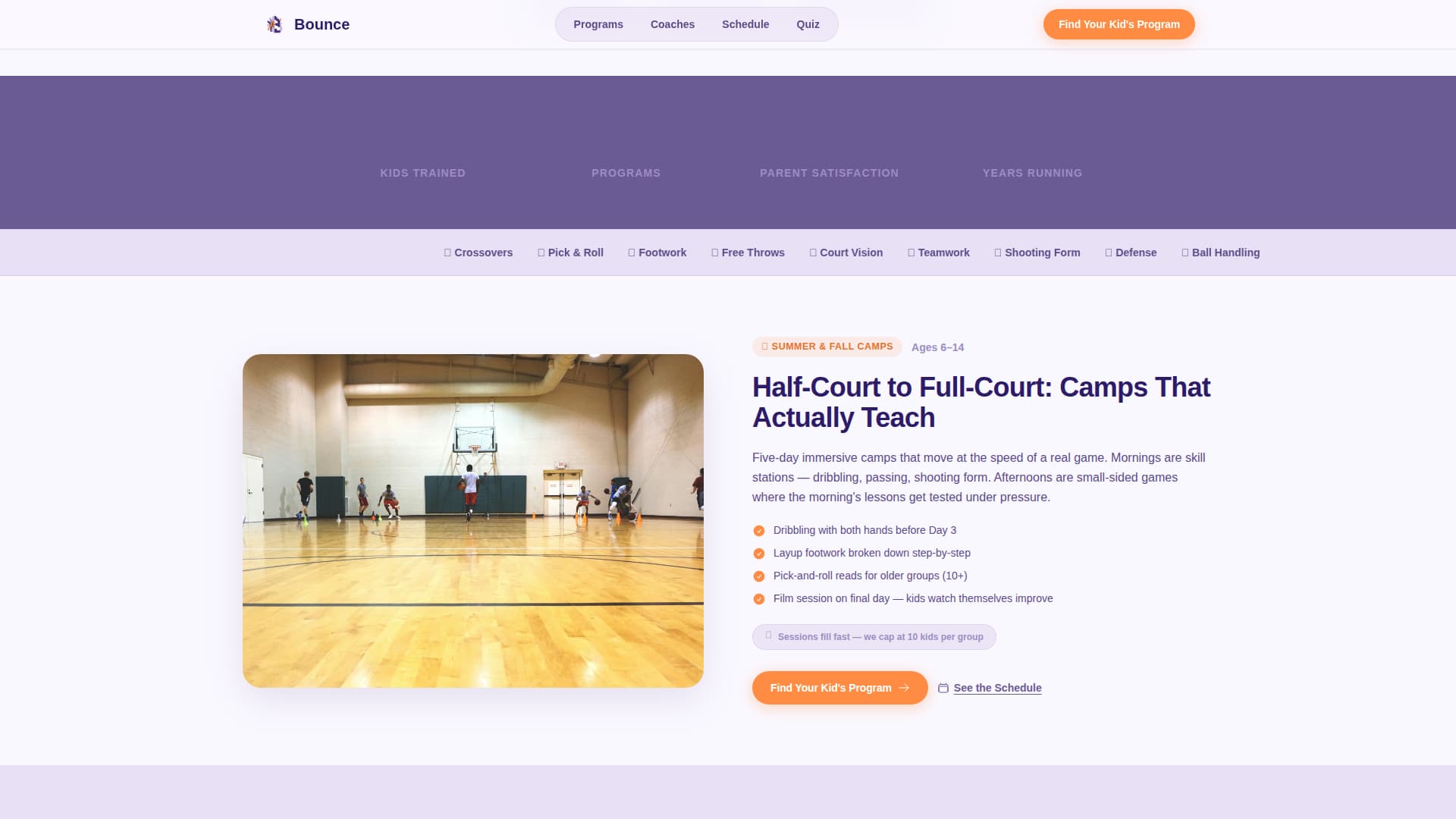 Kids Sports & Dance Academy Booking Website Template
