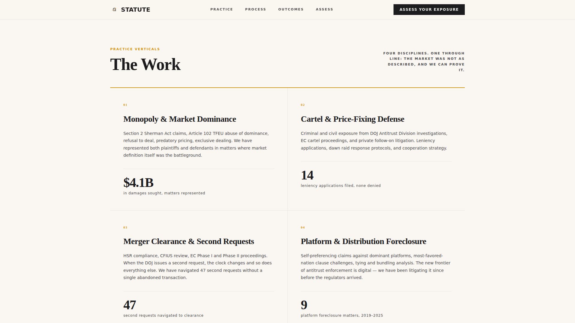 Statute - Authoritative Antitrust Landing Page Template