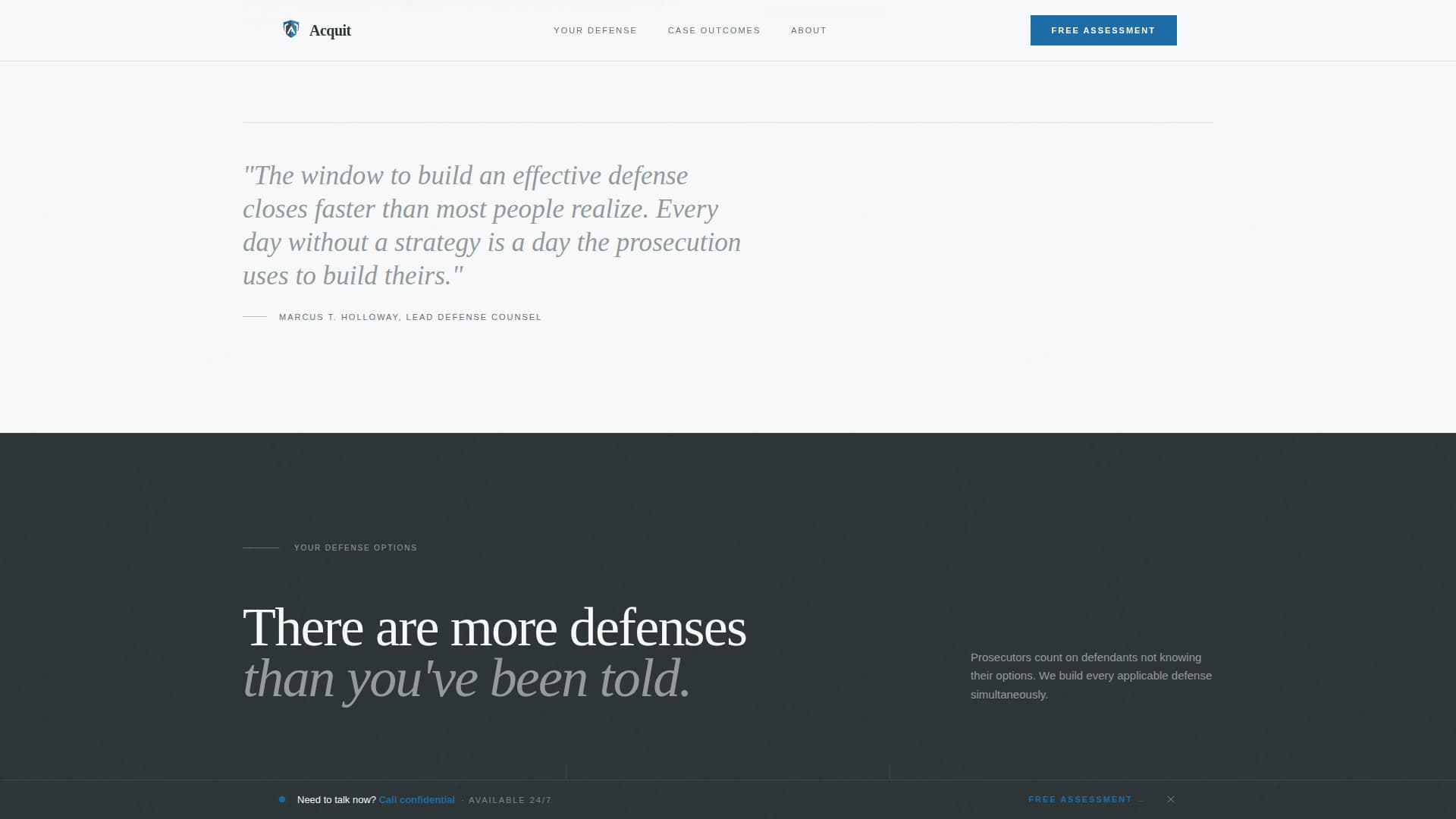 Acquit - Relentless Criminaldefense Landing Page Template