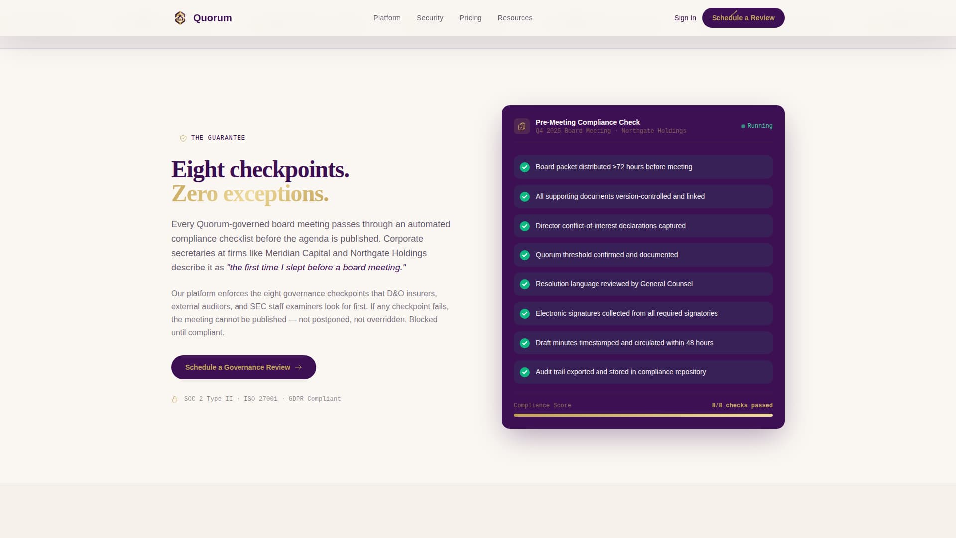Quorum - Precision Boardgovernance Landing Page Template