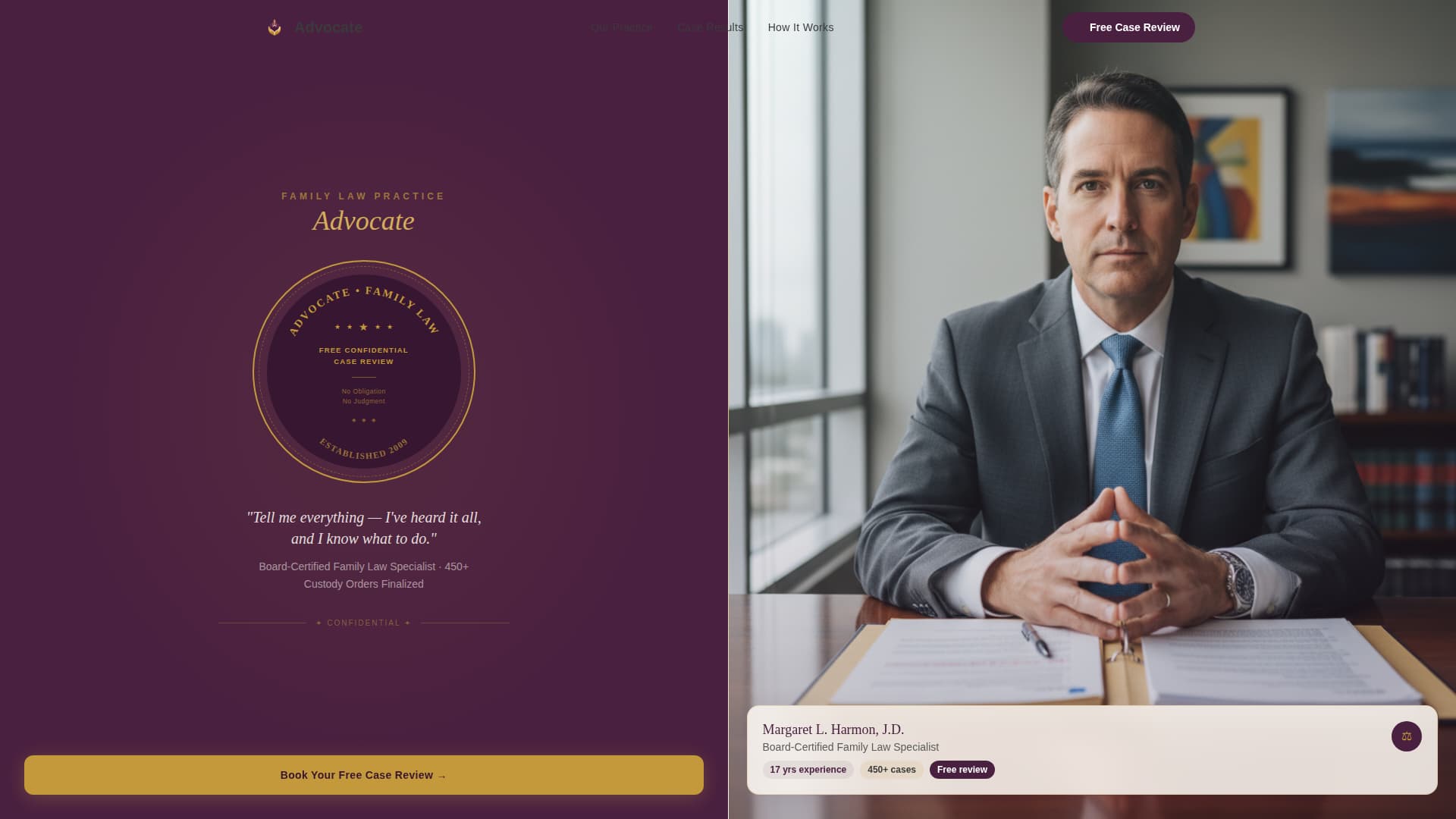 Advocate - Trusted Custody Landing Page Template