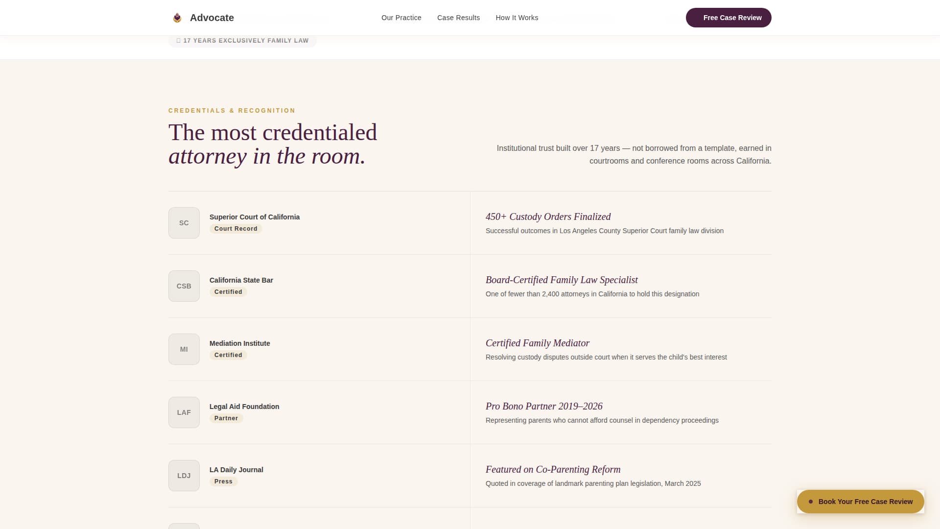 Advocate - Trusted Custody Landing Page Template