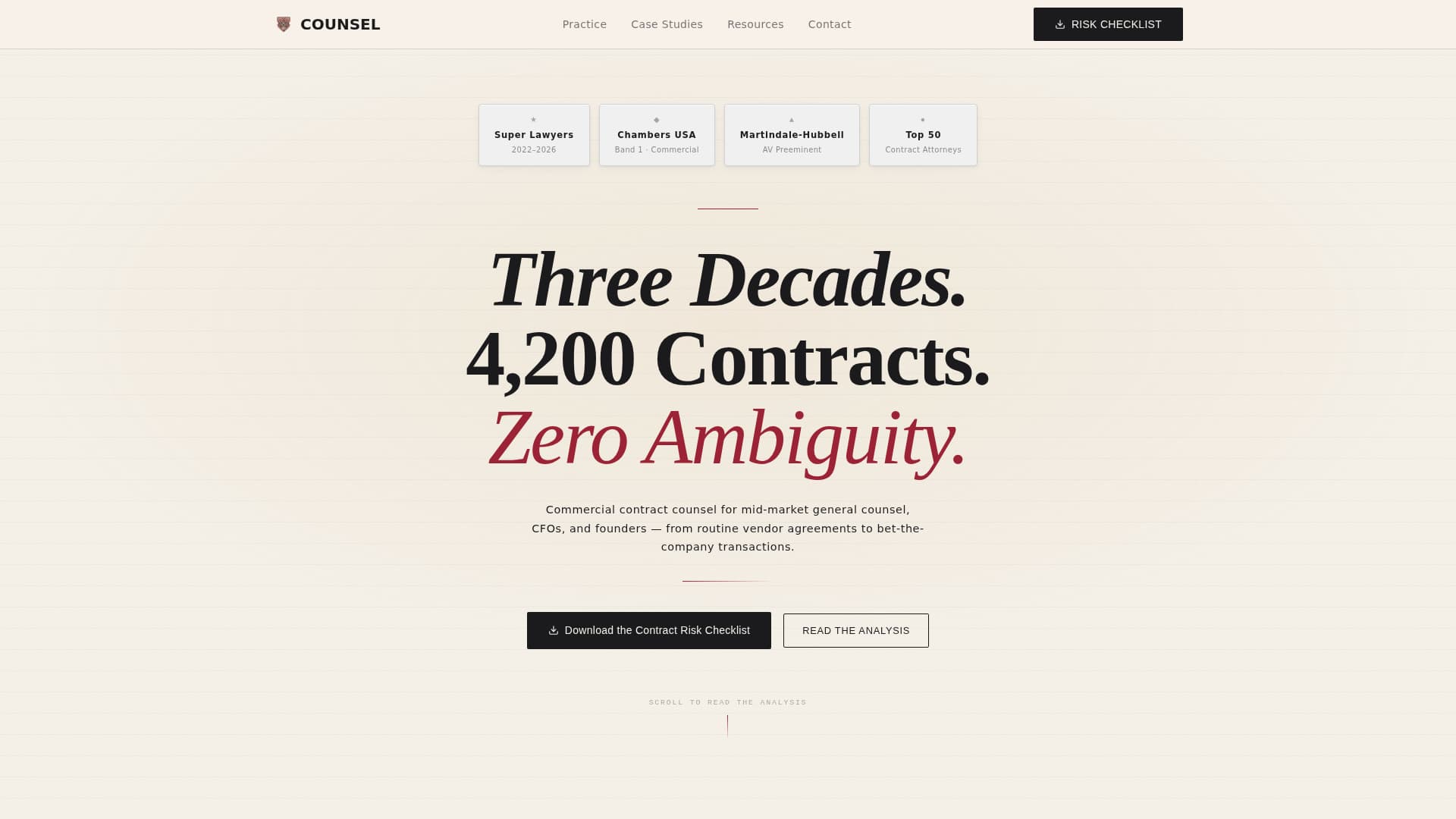 Counsel - Authoritative Contract Landing Page Template