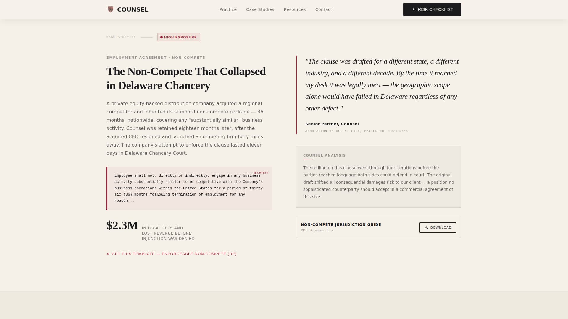 Counsel - Authoritative Contract Landing Page Template