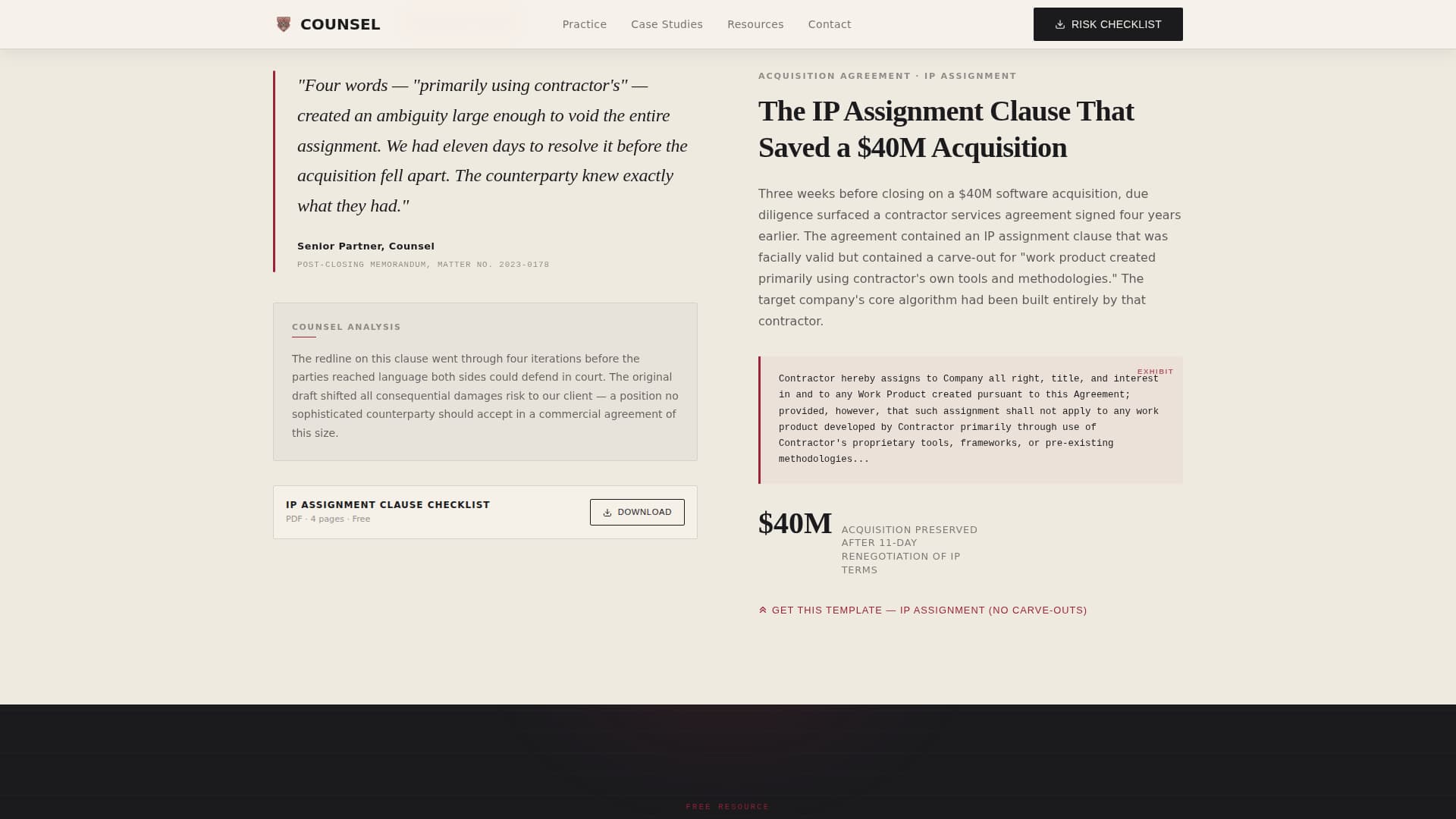Counsel - Authoritative Contract Landing Page Template