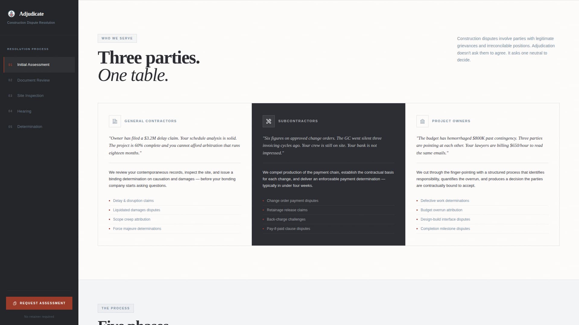 Adjudicate - Authoritative Construction Landing Page Template