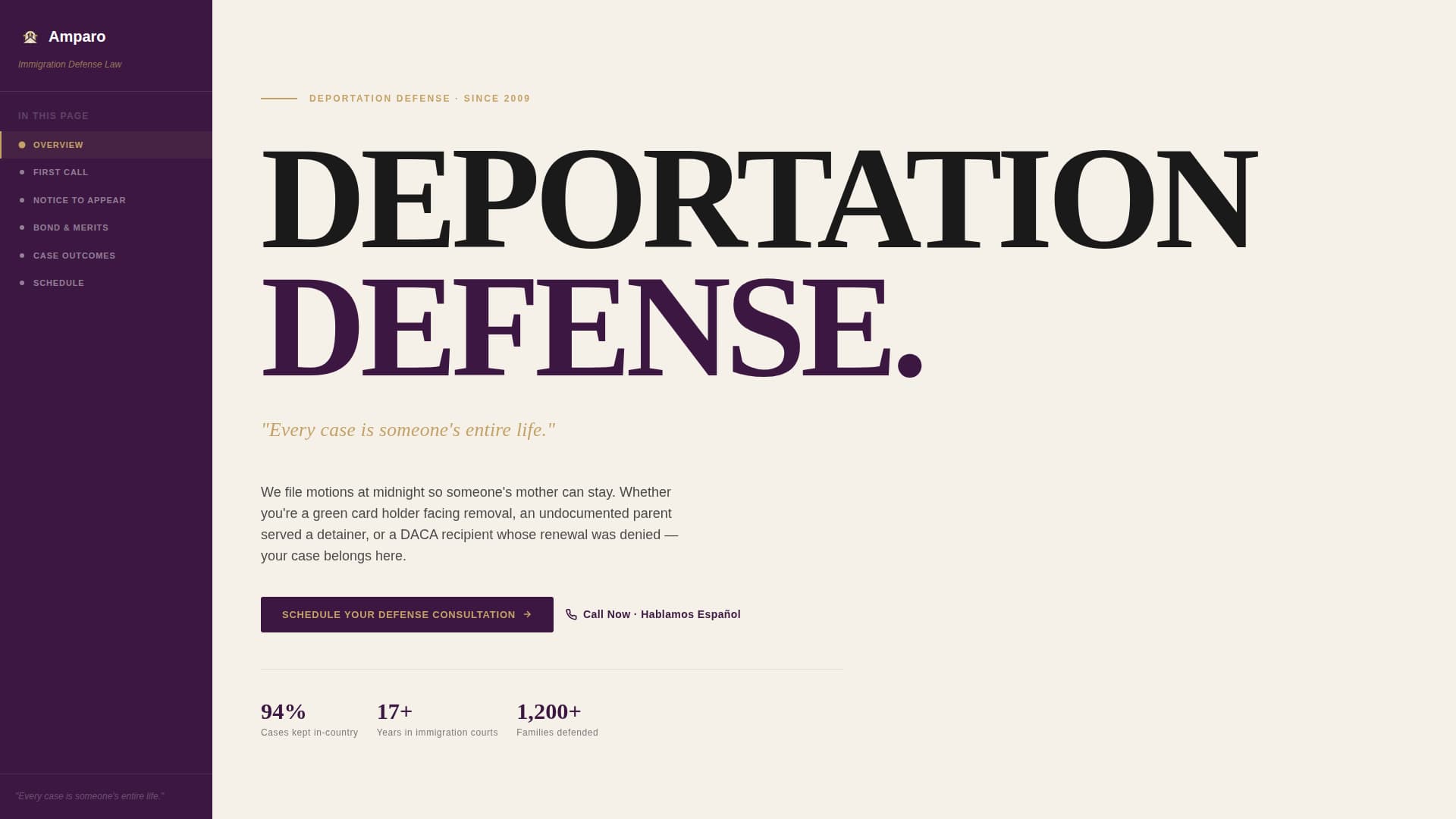 Amparo - Authoritative Immigration Landing Page Template