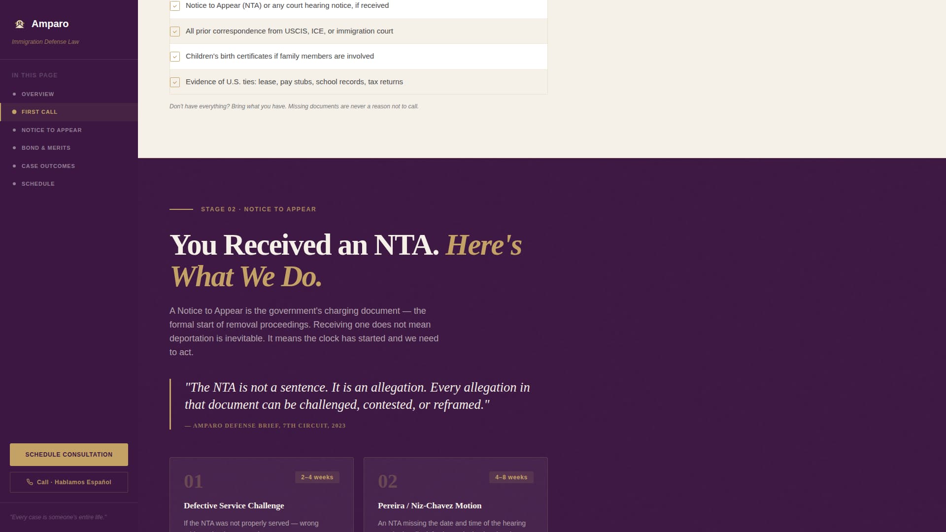 Amparo - Authoritative Immigration Landing Page Template