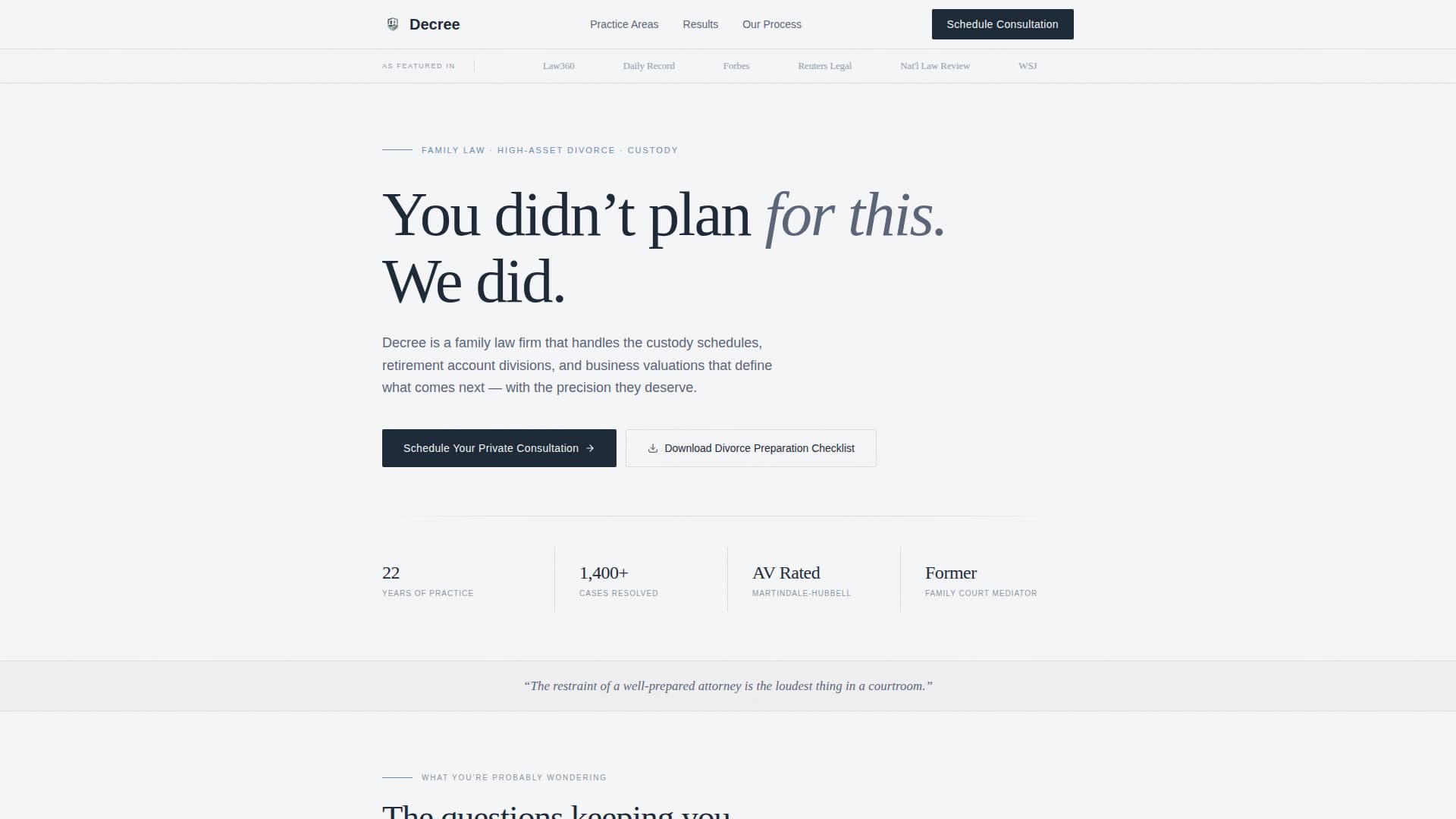 Decree - Authoritative Divorce Landing Page Template