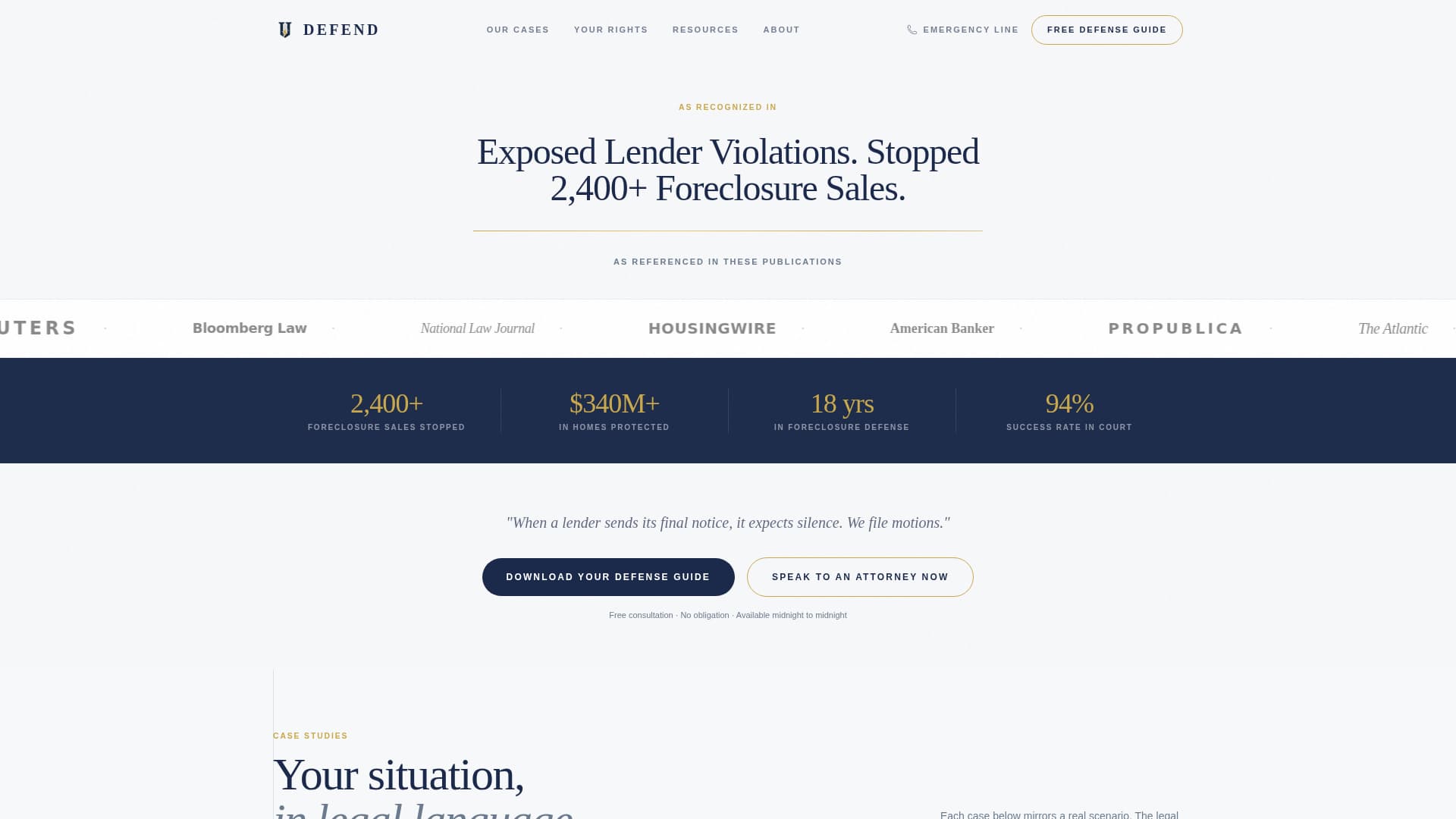Defend - Authoritative Foreclosure Landing Page Template