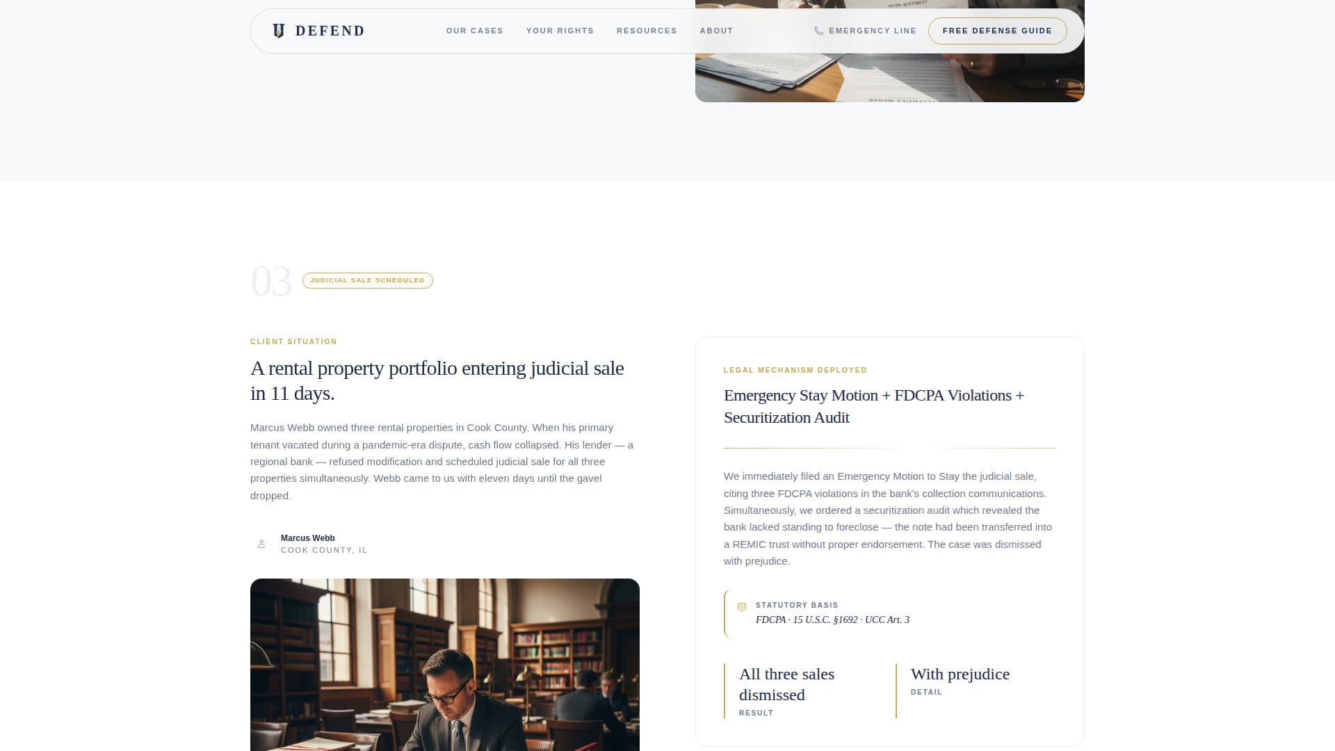 Defend - Authoritative Foreclosure Landing Page Template
