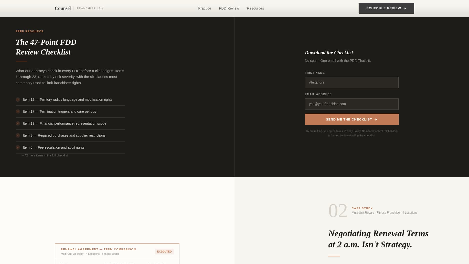 Counsel - Authoritative Franchiselaw Landing Page Template