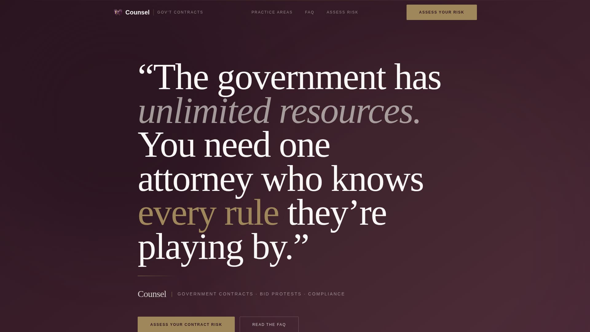 Counsel - Authoritative Governmentcontracts Landing Page Template