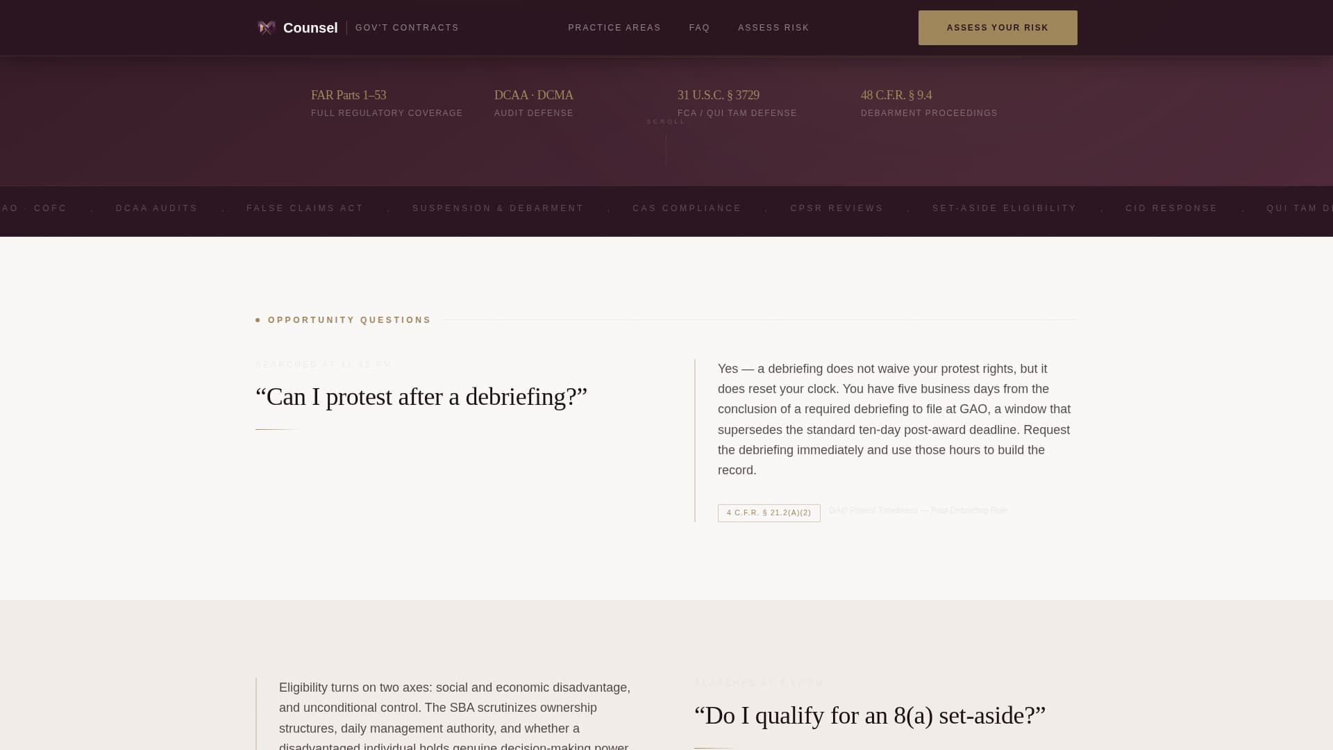 Counsel - Authoritative Governmentcontracts Landing Page Template