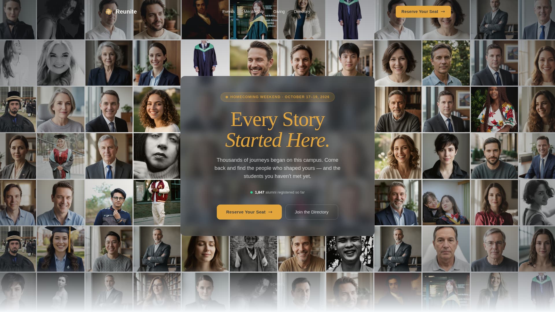 Reunite - Inspiring Alumni Landing Page Template