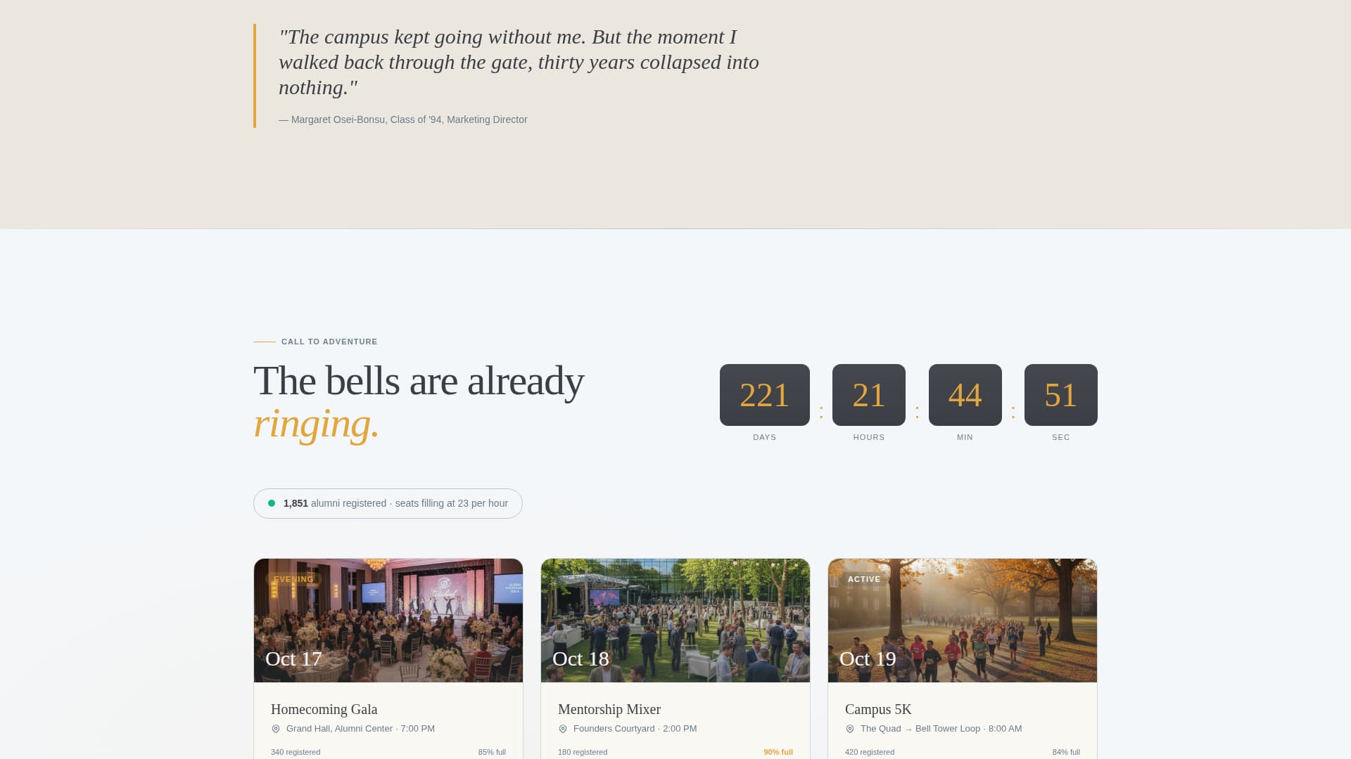 Reunite - Inspiring Alumni Landing Page Template