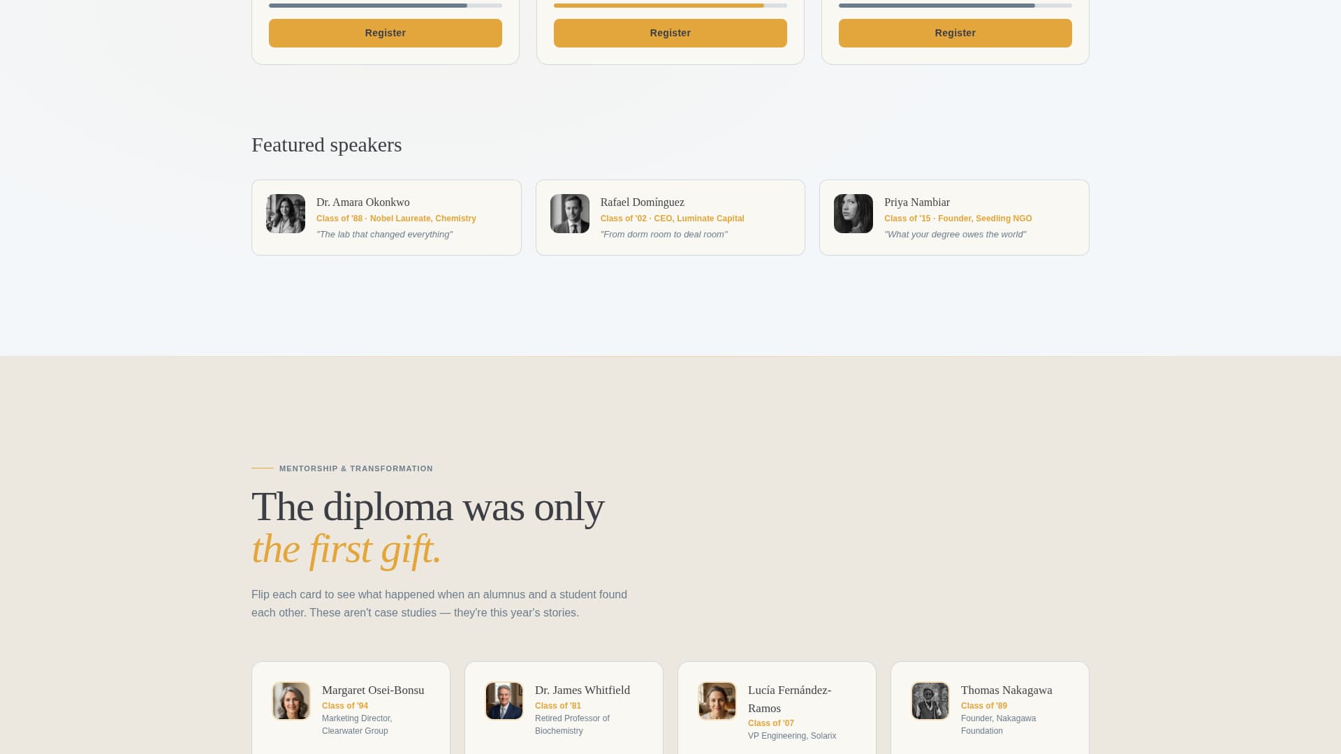 Reunite - Inspiring Alumni Landing Page Template