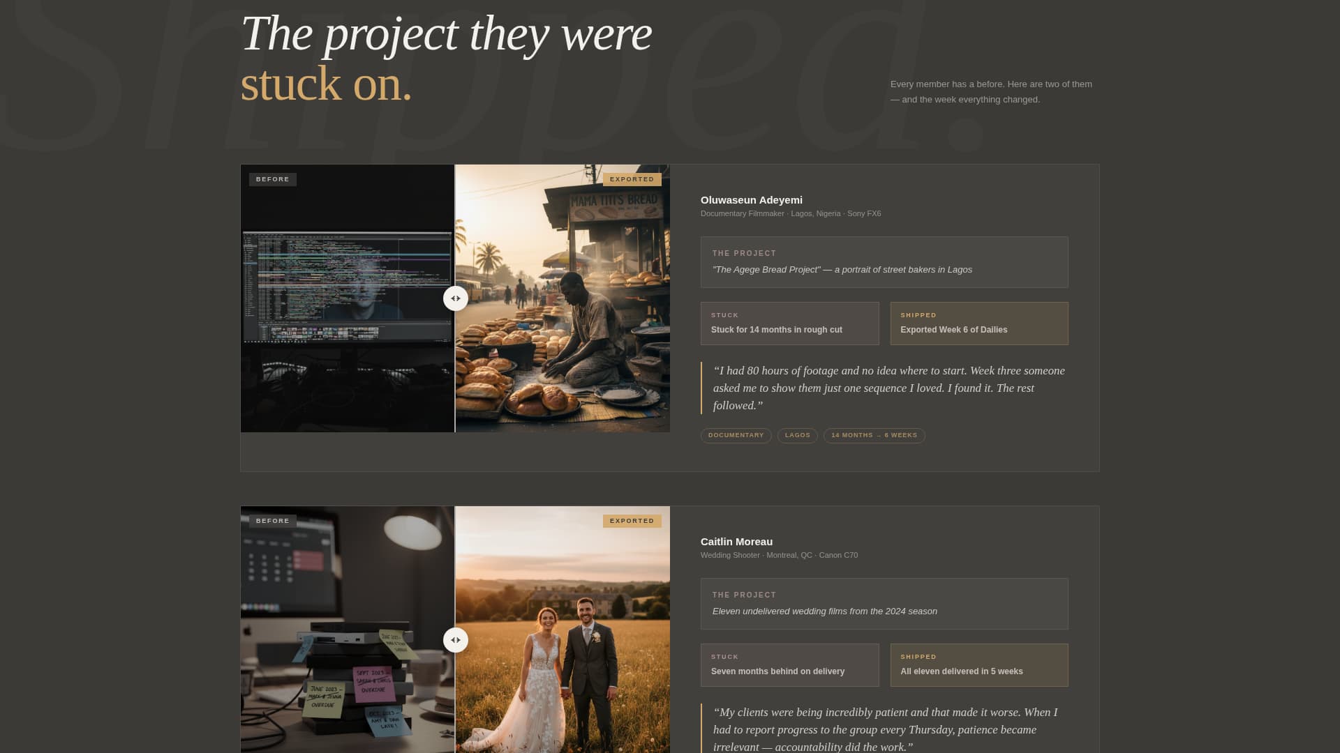 Dailies - Heartfelt Videographer Landing Page Template