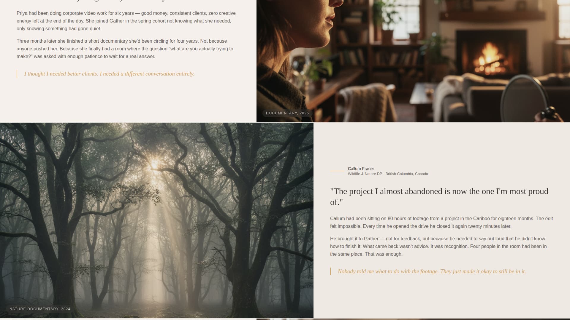 Gather - Restorative Filmmakers Landing Page Template