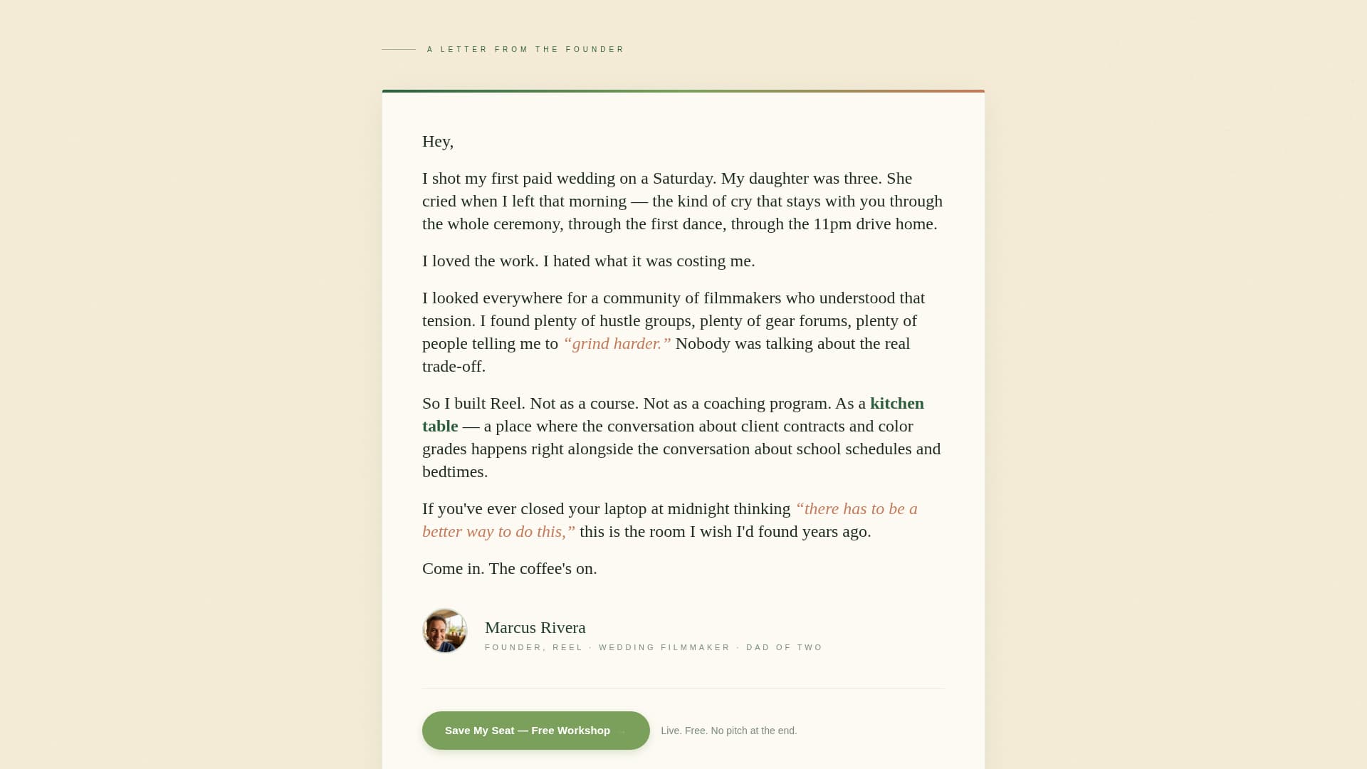 Reel - Heartfelt Filmmakers Landing Page Template