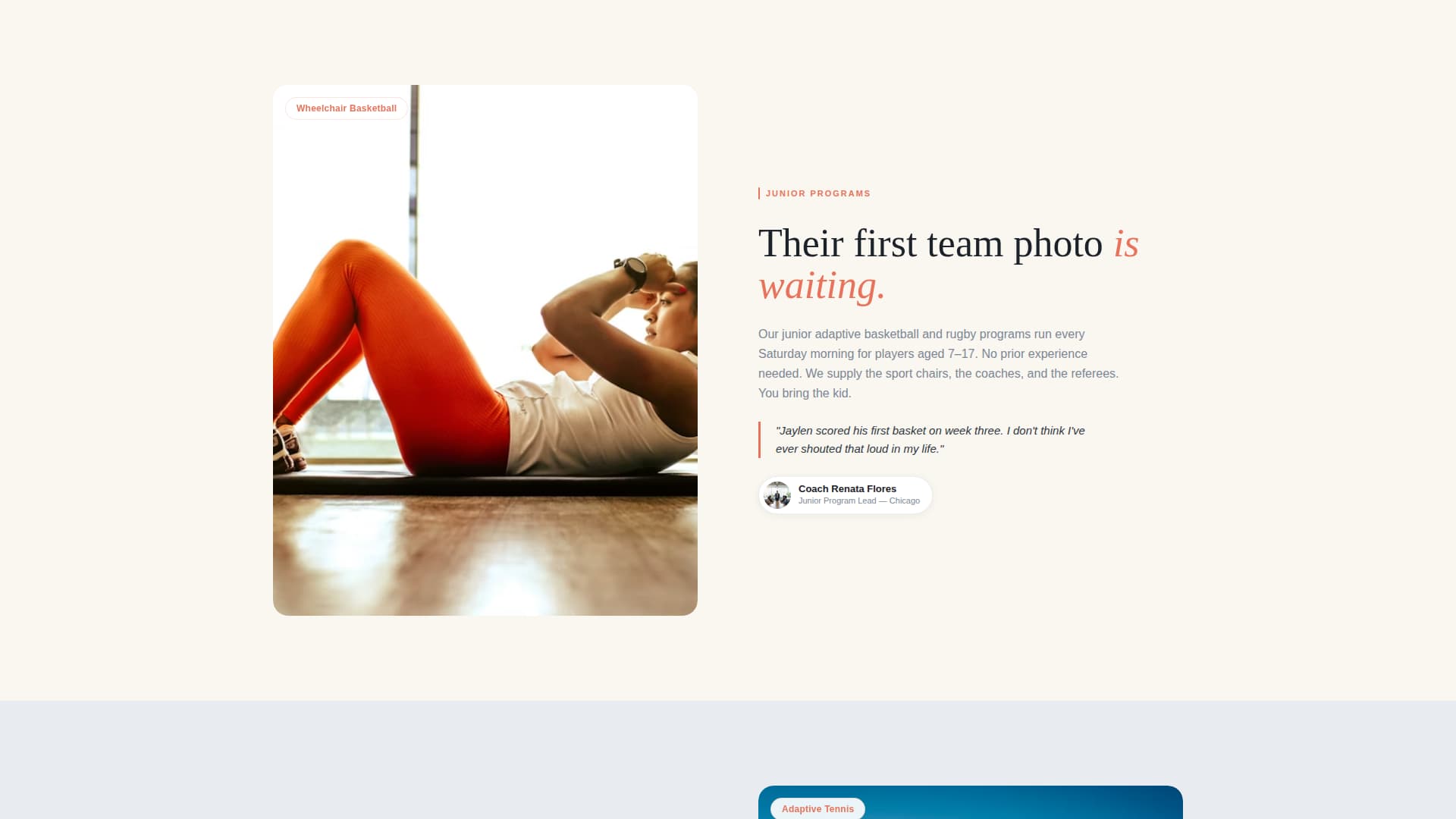 Wheelsup - Heartfelt Wheelchairsports Landing Page Template