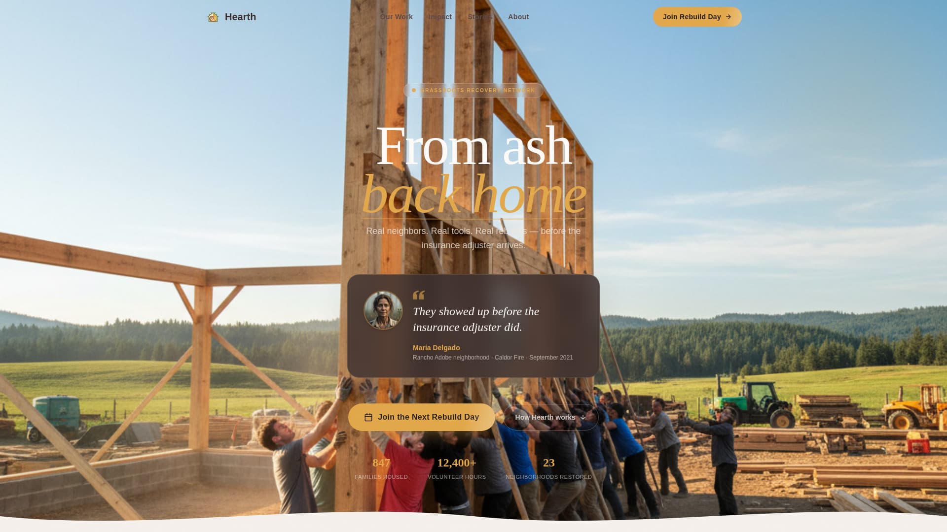Hearth - Compassionate Wildfirerecovery Landing Page Template