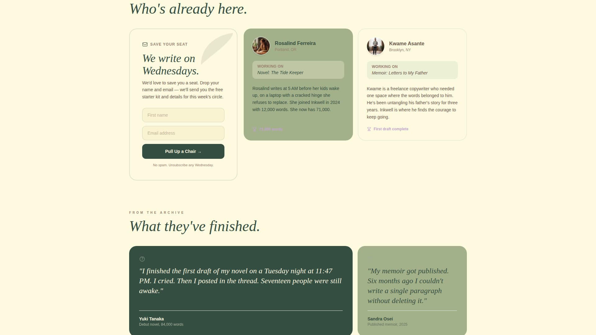 Inkwell - Nurturing Writers Landing Page Template