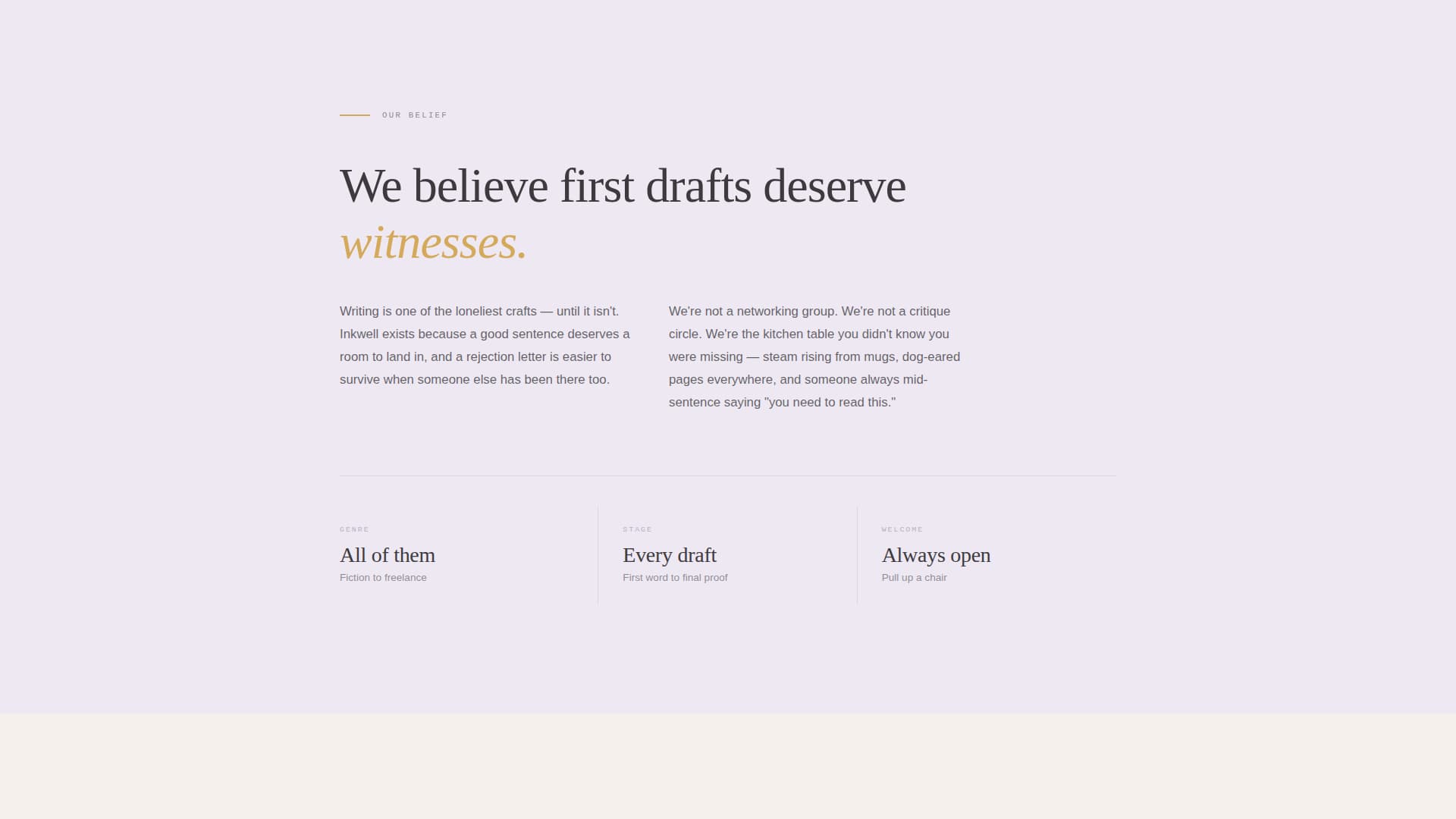 Inkwell - Heartfelt Writers Landing Page Template