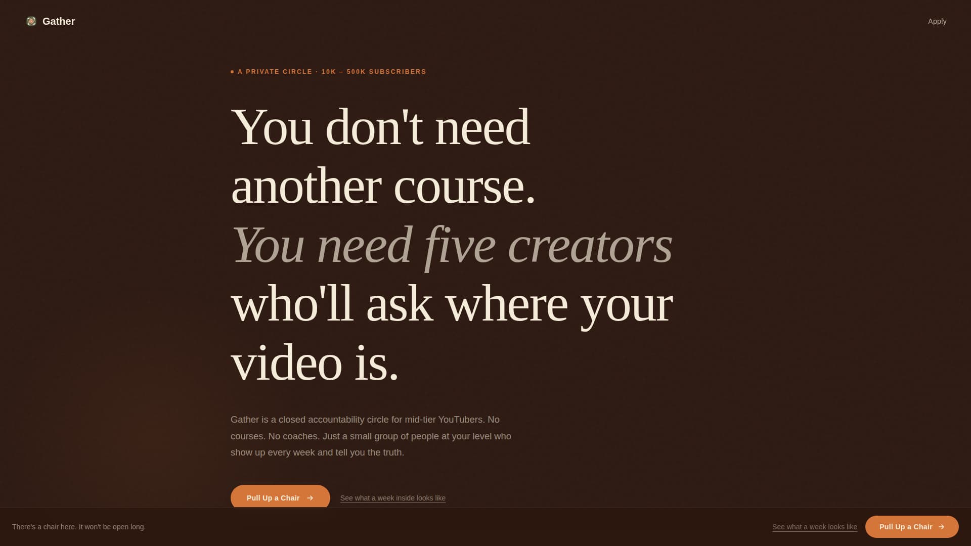 Gather - Accountability Youtuber Landing Page Template