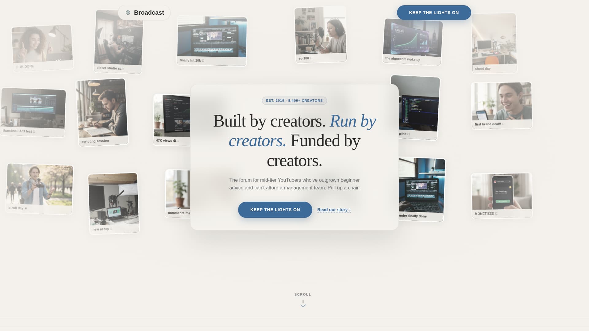 Broadcast - Heartfelt Youtubers Landing Page Template