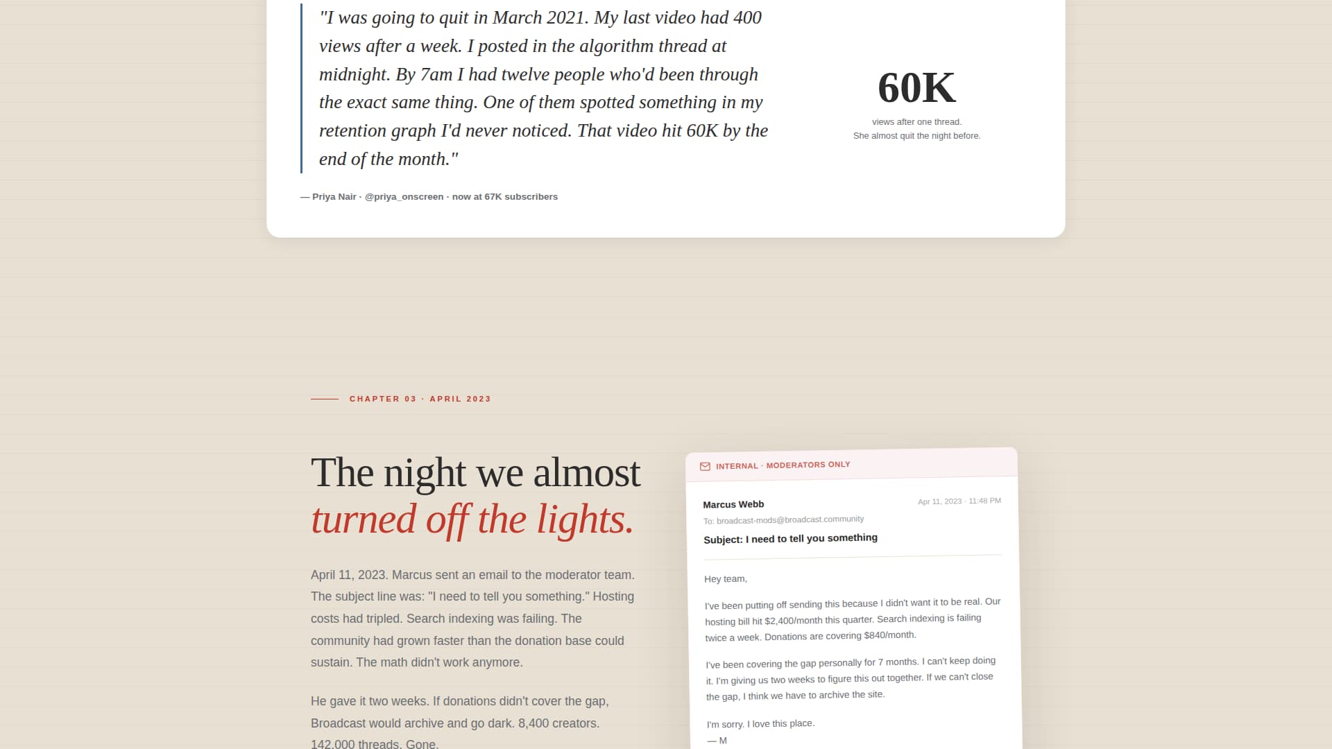 Broadcast - Heartfelt Youtubers Landing Page Template