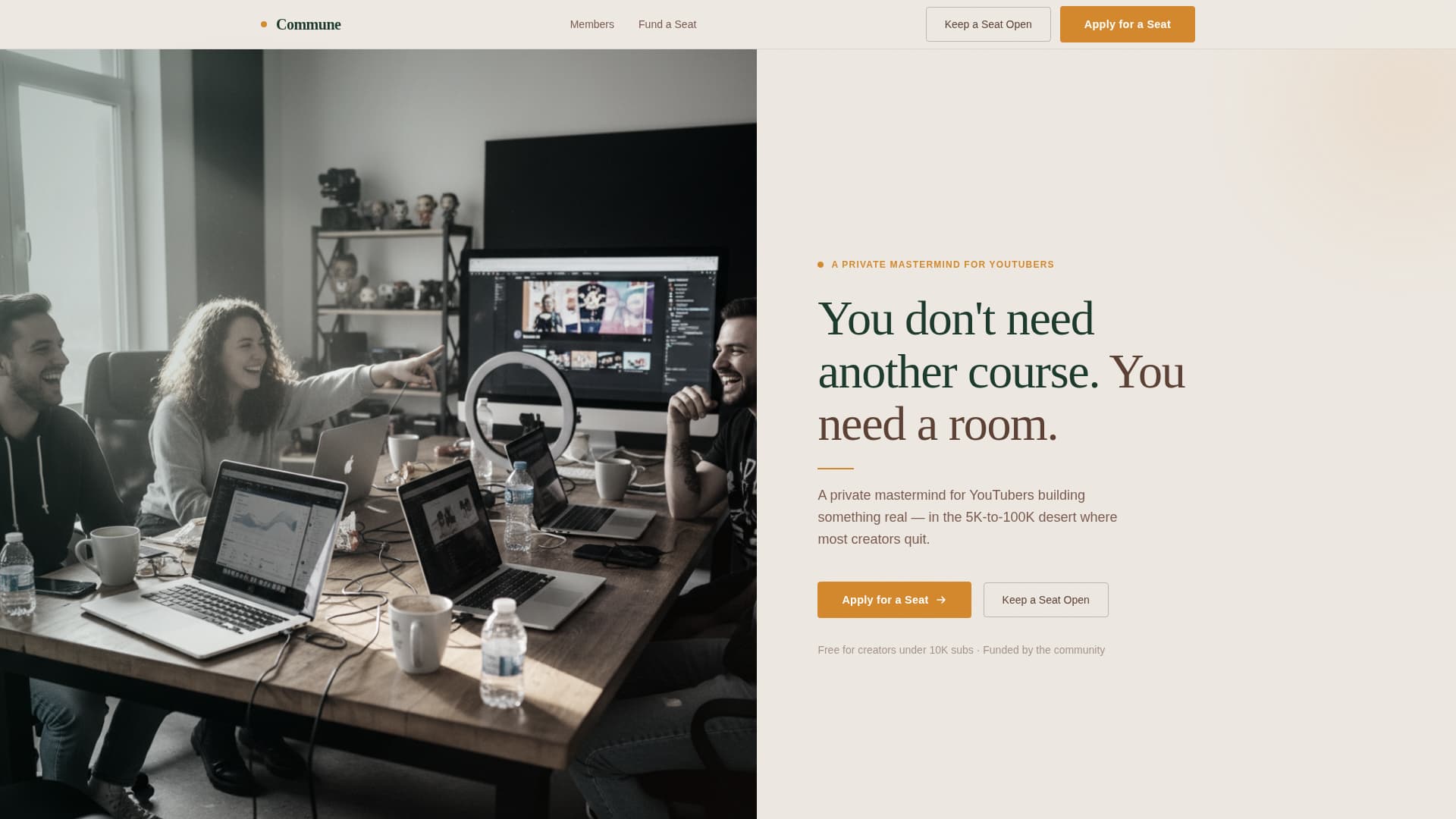 Commune - Inspiring Youtubers Landing Page Template