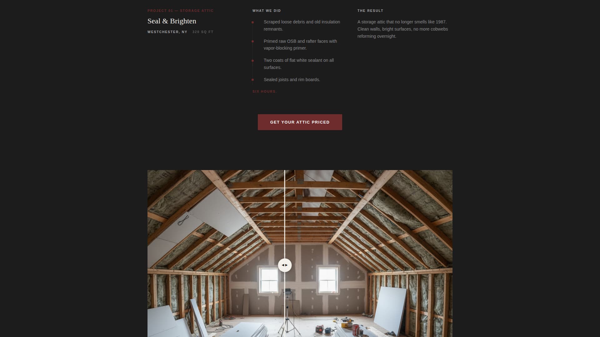 Attic Renovation Pricing Website Template