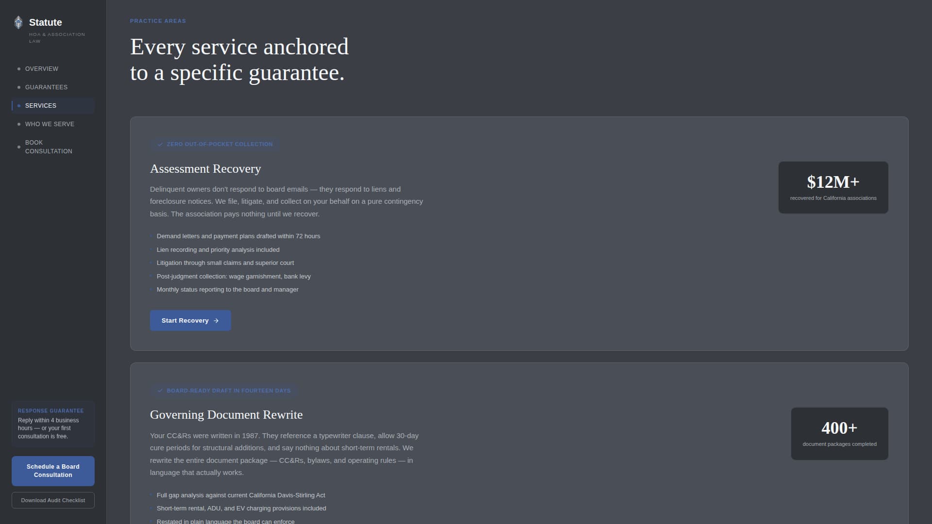 Statute - Authoritative Hoa Landing Page Template