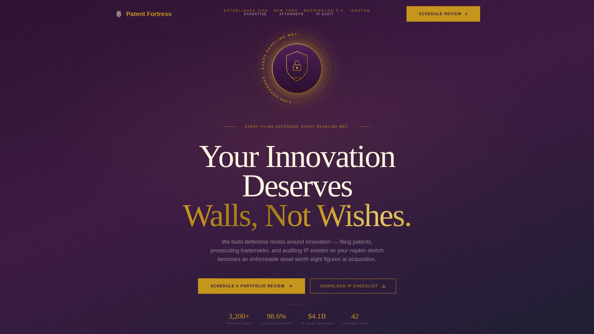 Patentfortress - Authoritative Ipportfolio Landing Page Template