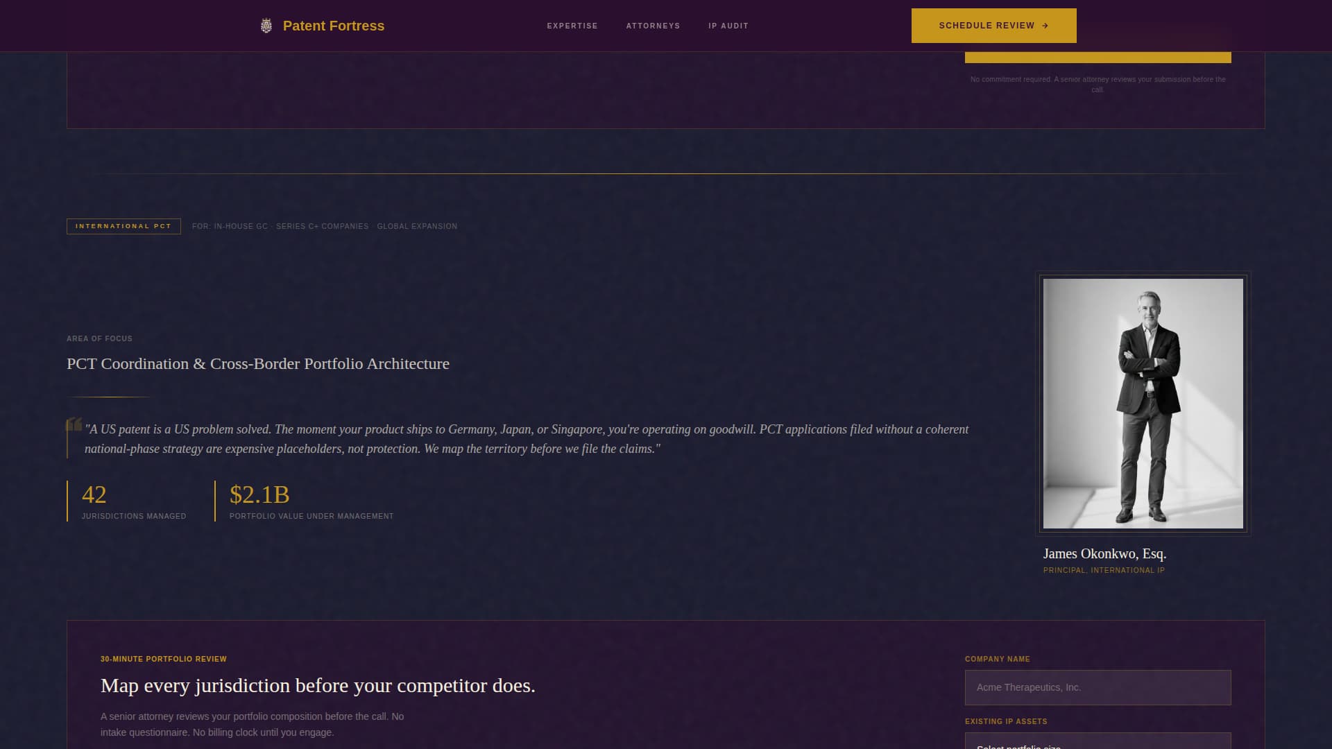 Patentfortress - Authoritative Ipportfolio Landing Page Template