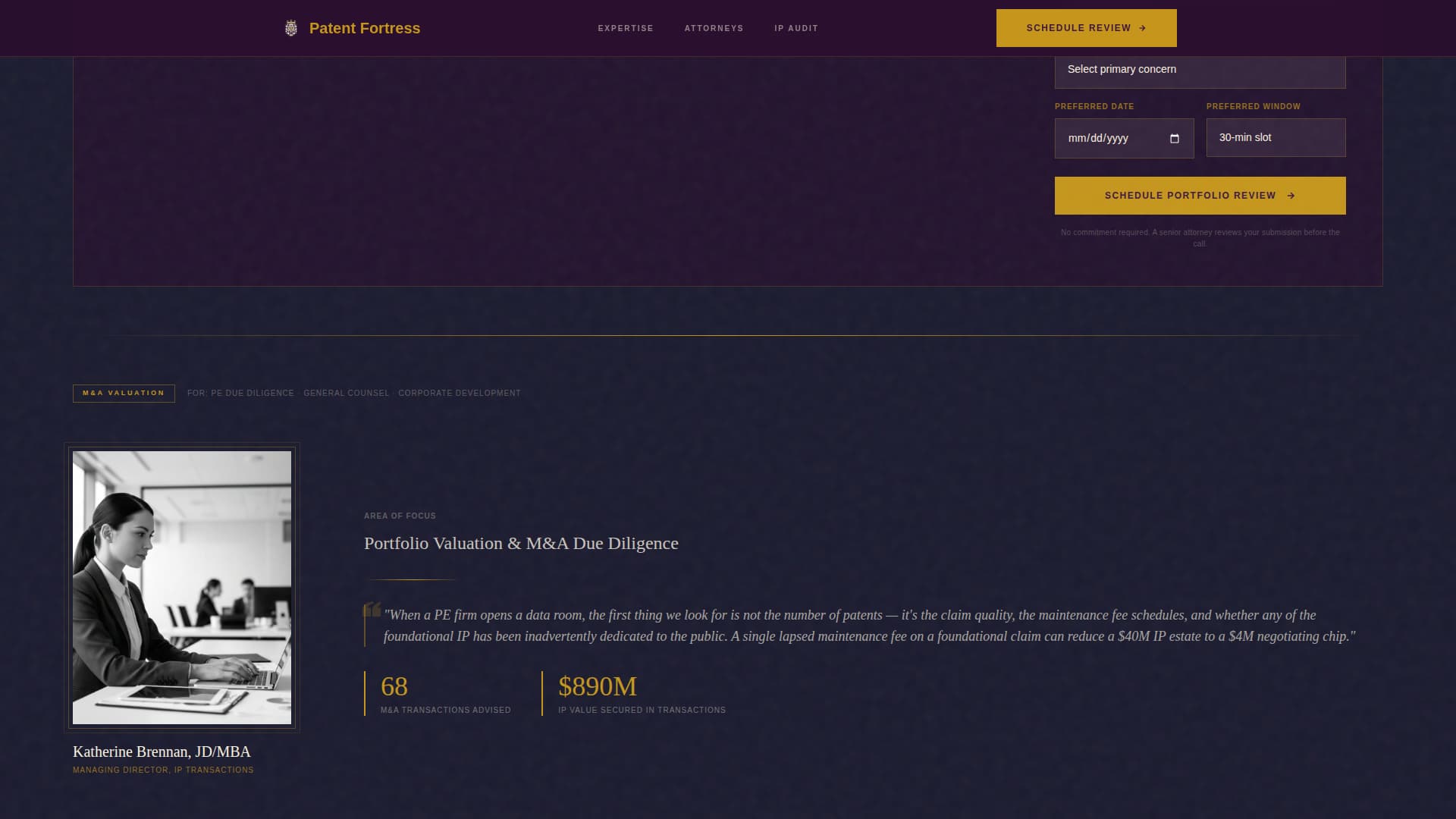 Patentfortress - Authoritative Ipportfolio Landing Page Template