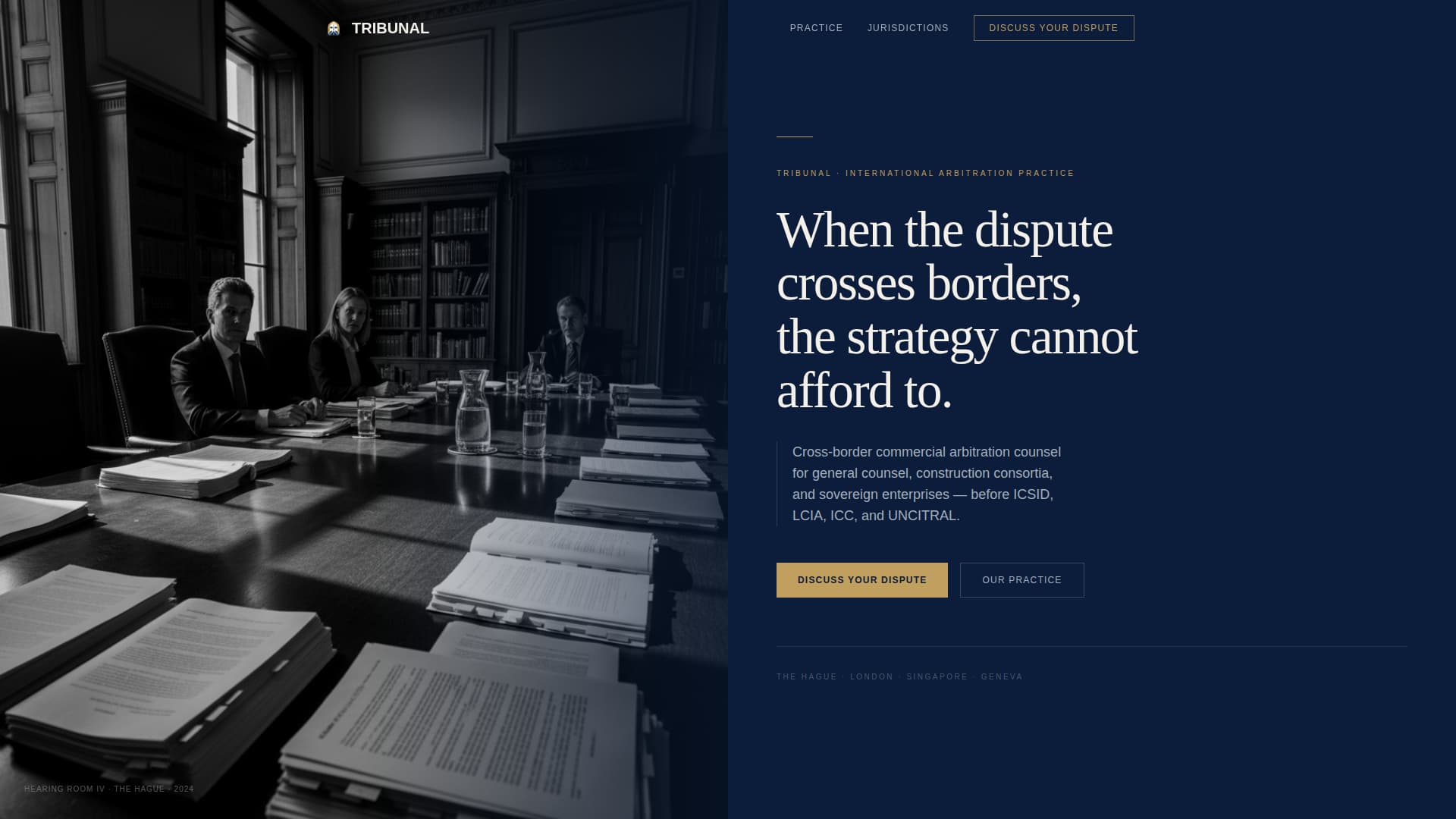 Tribunal - Authoritative Arbitration Landing Page Template