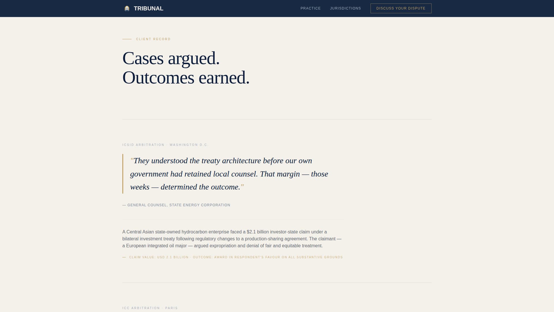 Tribunal - Authoritative Arbitration Landing Page Template
