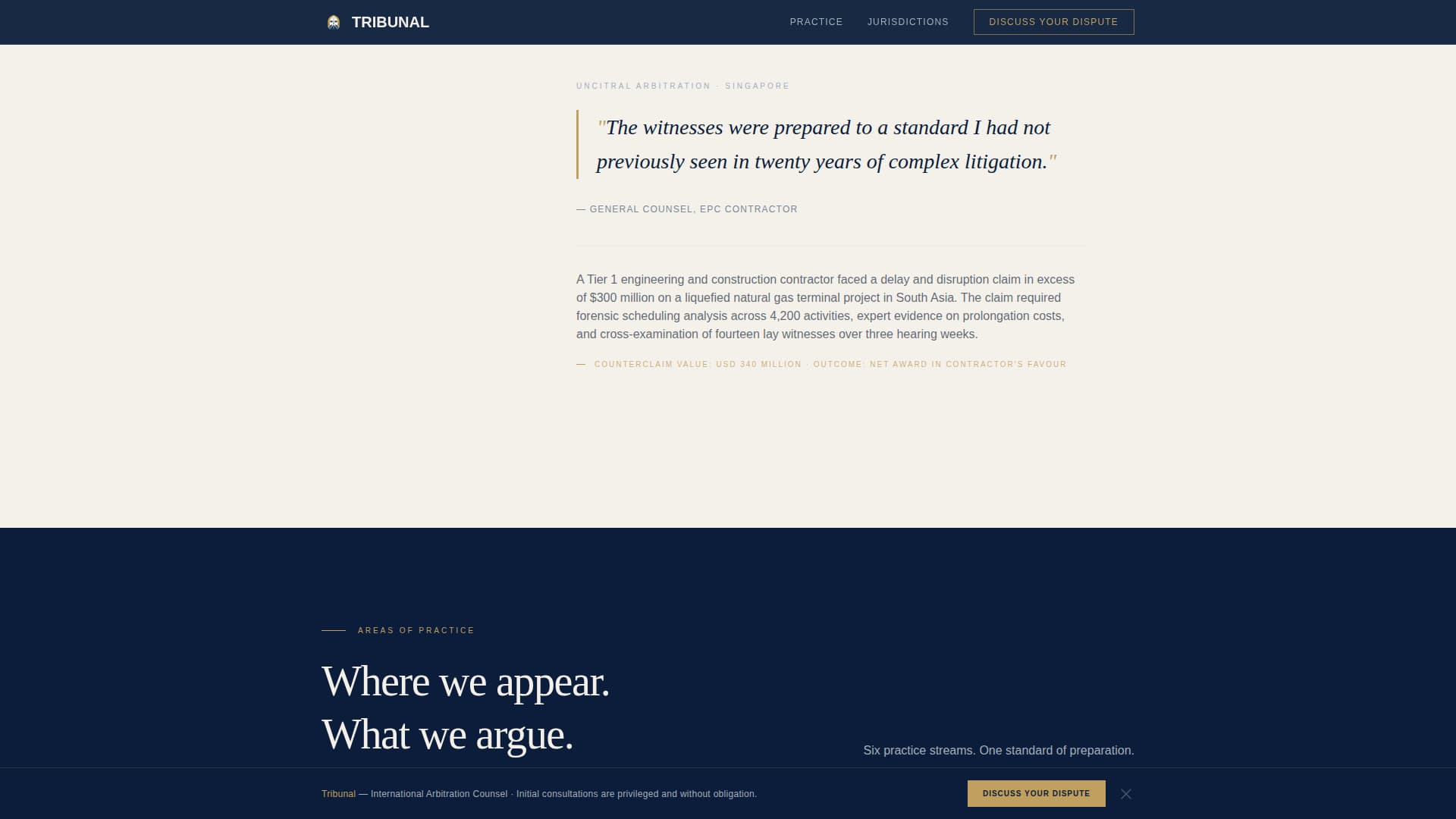Tribunal - Authoritative Arbitration Landing Page Template