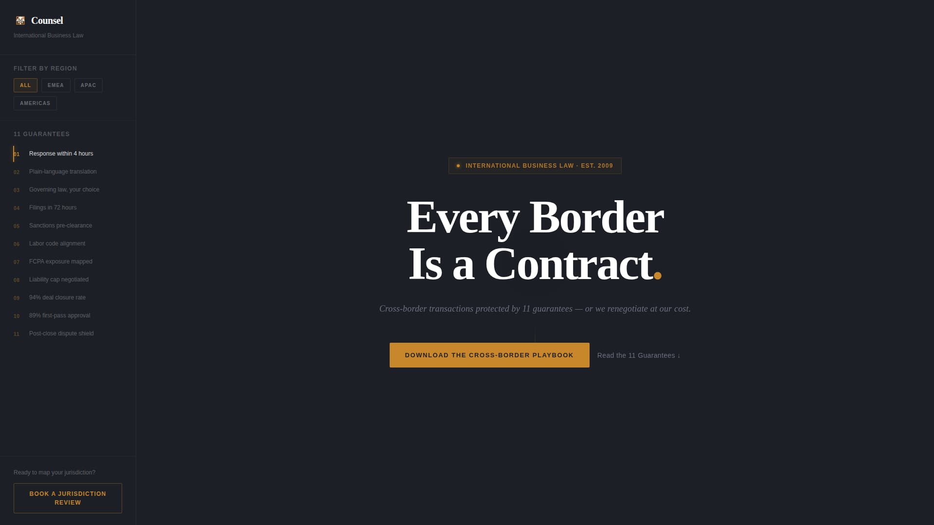 Counsel - Authoritative Internationallaw Landing Page Template