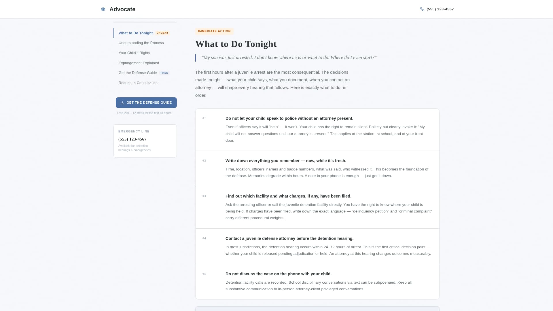 Advocate - Trusted Juvenile Landing Page Template