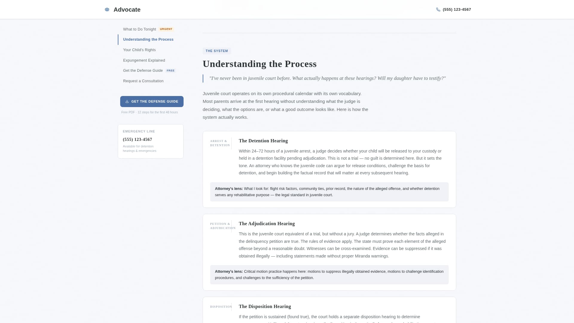 Advocate - Trusted Juvenile Landing Page Template